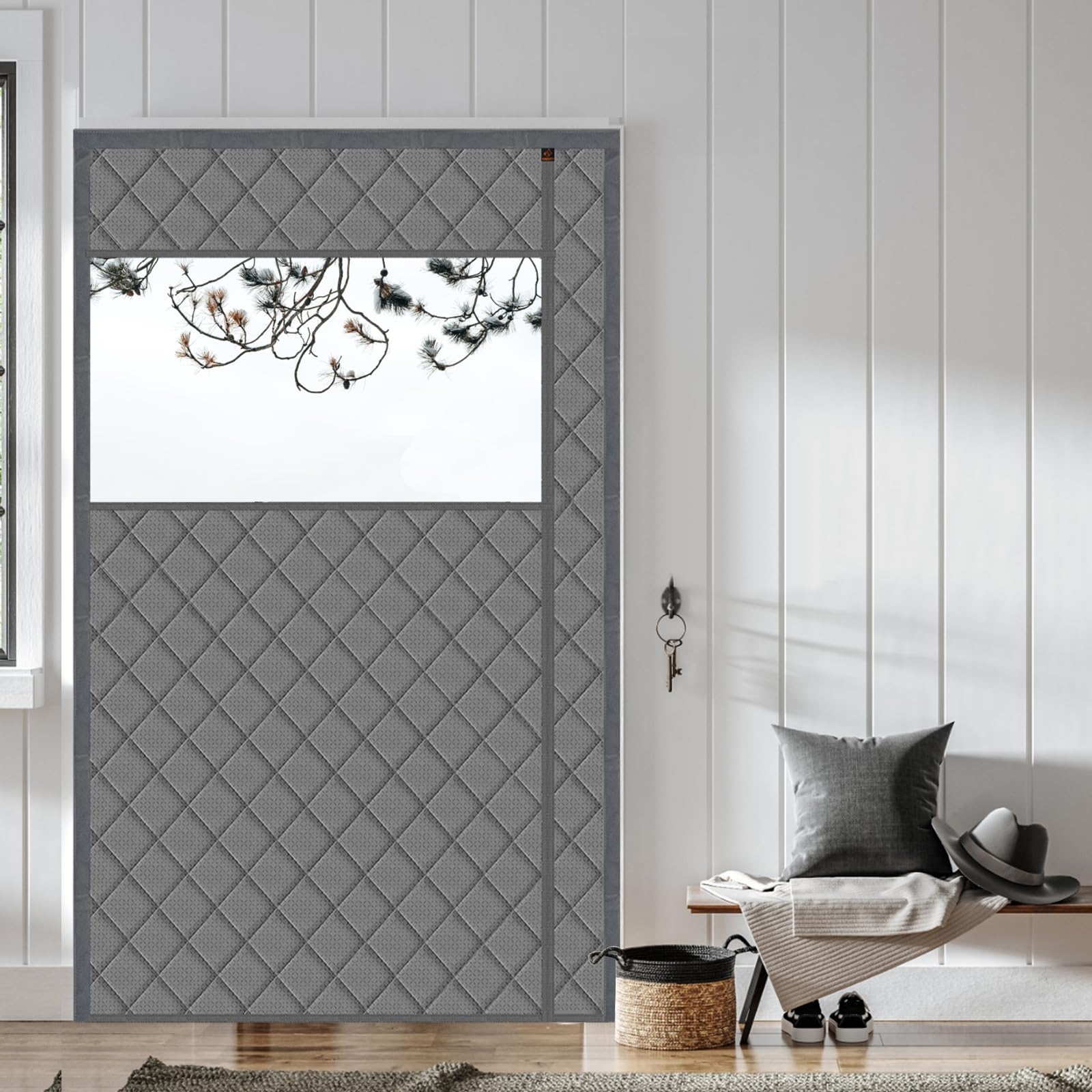Rideau de porte magnétique coupe-vent et isolant thermique WochiTV 101 cm