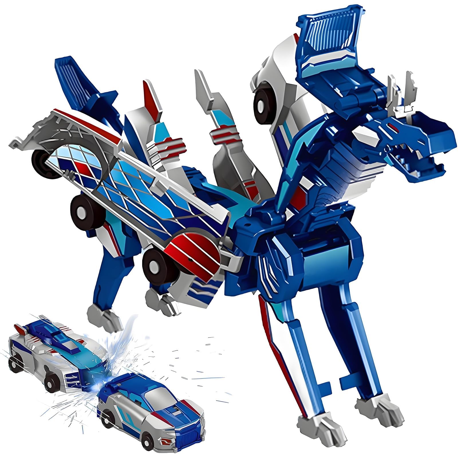 Bambebe Transforming Unicorn Car, Transformable Car Toys for 3-8 Year Old Boys Girls, Magnetic Connections Transformed Unicorn Toys for Boys Girls Birthday Gift