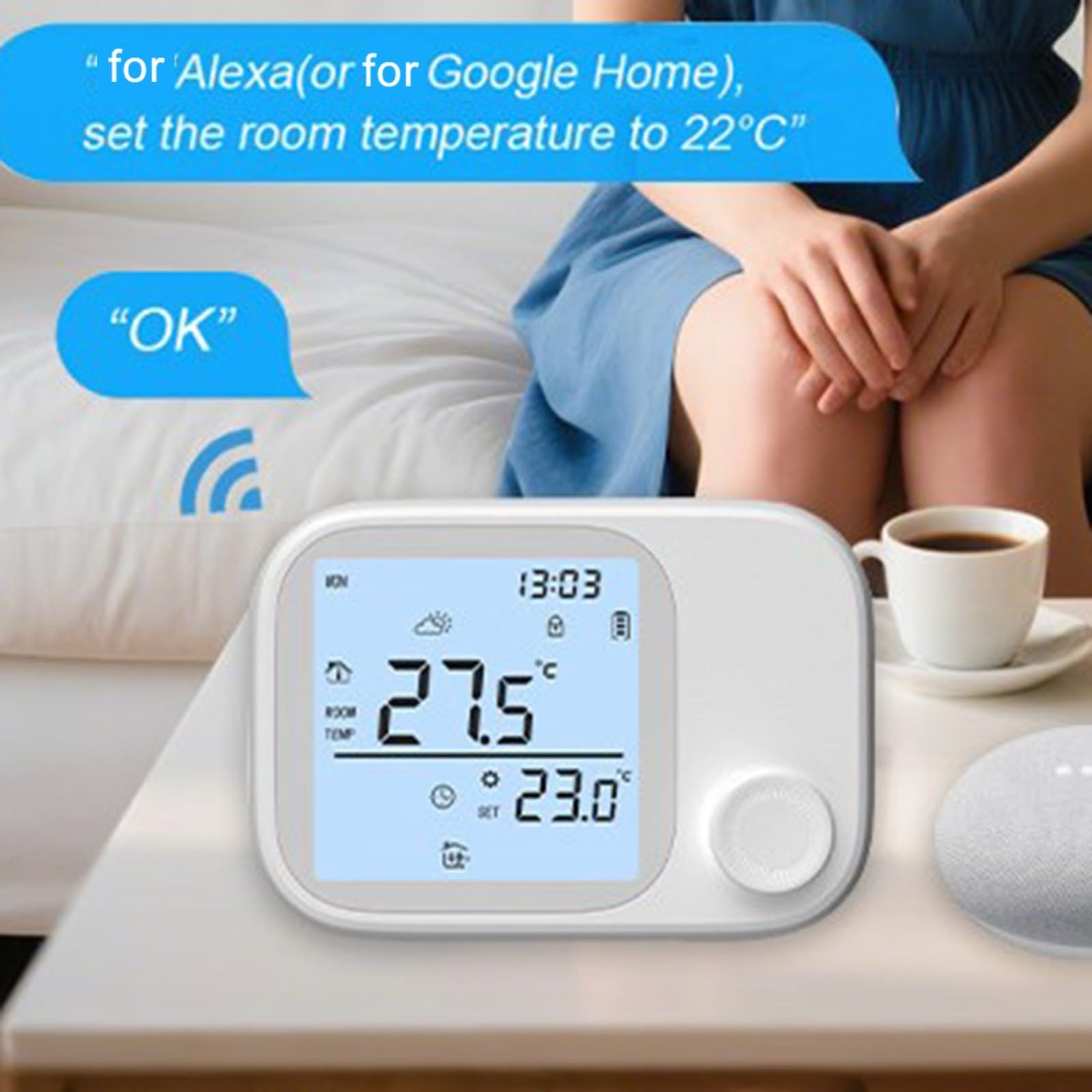 Termostato intelligente wireless per app Tuya RF433 Controllo caldaia a gas per riscaldamento dell'acqua Touch Screen a bassa potenza ricaricabile USB a lungo raggio 300 m compatibile con