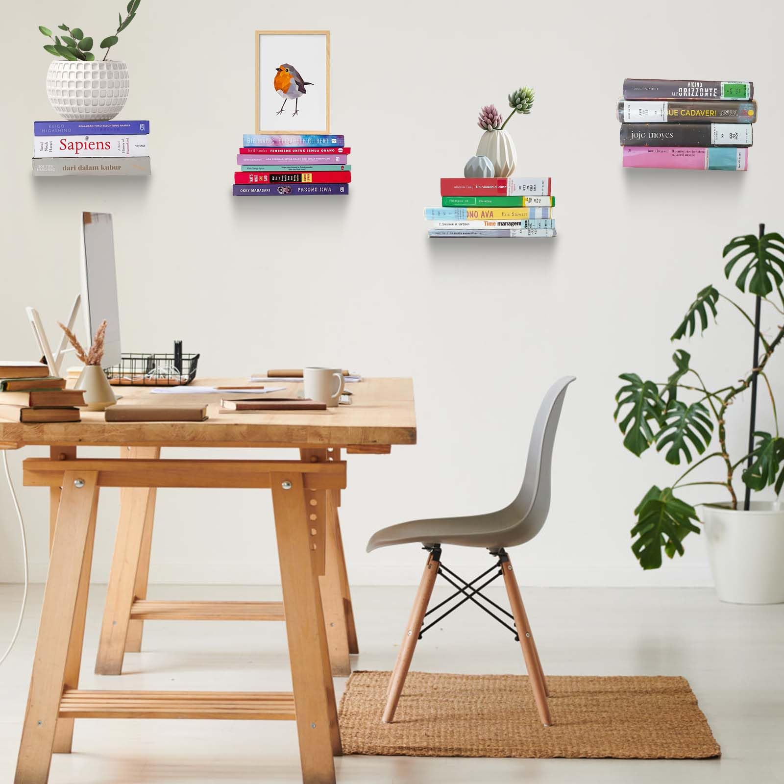 Mensole Invisibili Bianche - 6 Pezzi Per Libri E Decorazioni, Carico 10kg Ciascuna - Foto 6