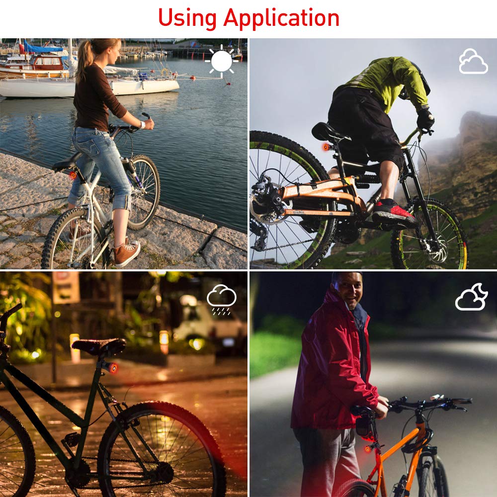 ONVIAN Colorful Bike Tail Light with Turn Signals, USB Rechargeable Bike Brake Light with Wireless Remote, 15 Light Modes 7 Colors Waterproof Cycling Safety Light for Adults Kids Road Mountain