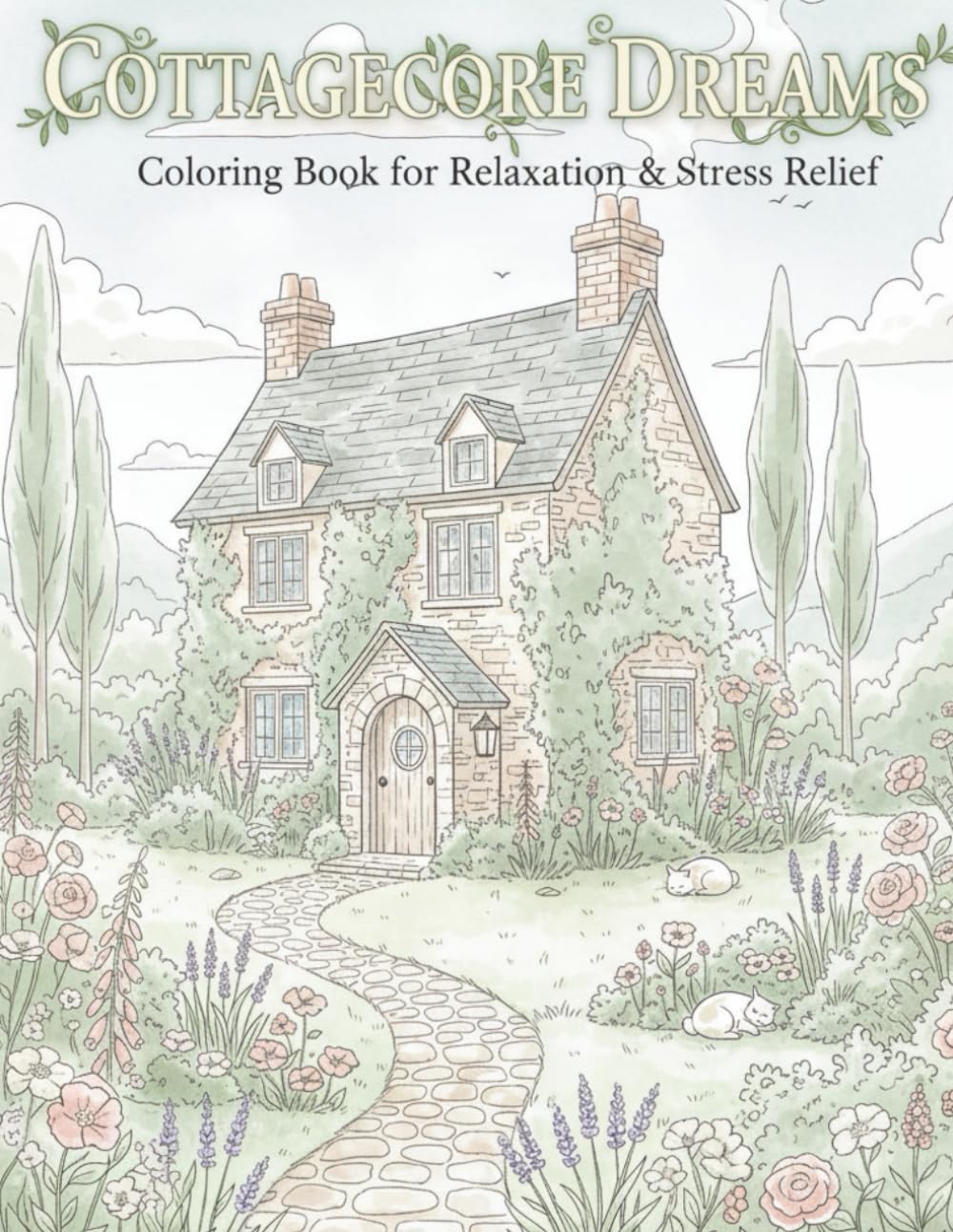Cottagecore Dreams: Coloring Book for Relaxation & Stress Relief