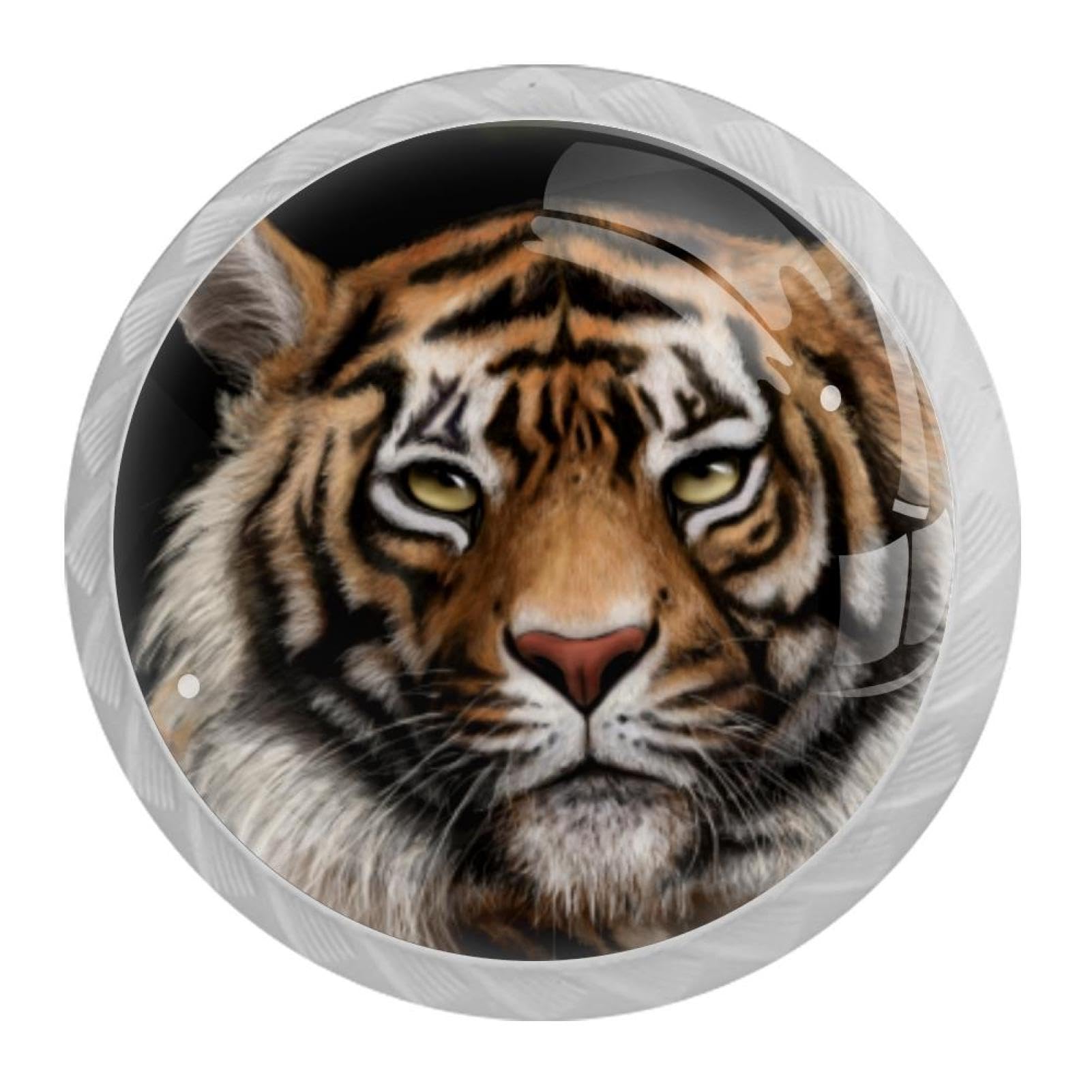Tqmspg 4 Pieces Drawer Pulls Animal Tiger Door Knobs Dresser Handles for Kitchen Wardrobe Cupboard Hardware Furniture
