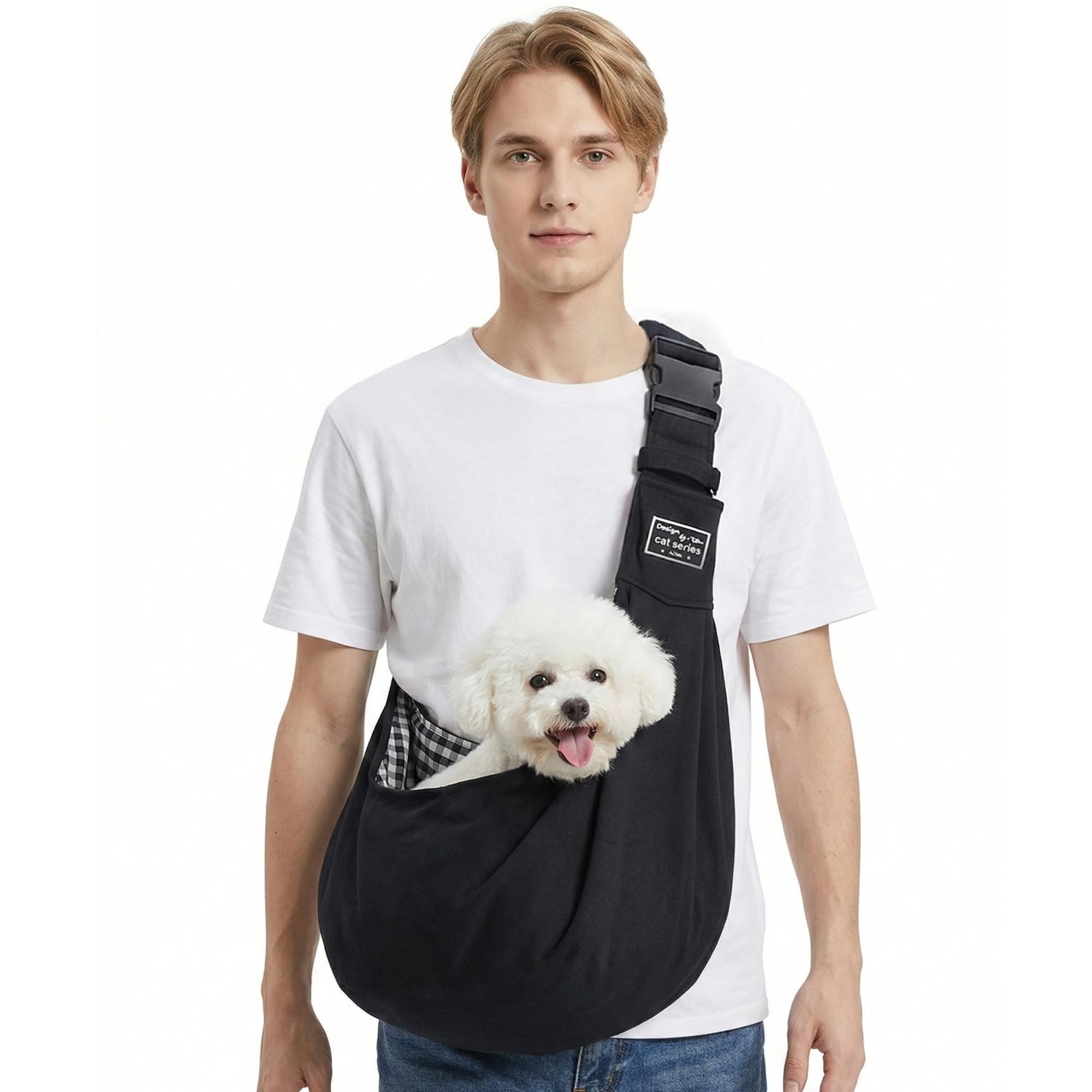 ALLSOPETS Sac de Transport pour Chien et Chat Réglable Sac à Bandoulière Mains Libres pour Petit Animal de Compagnie Sacs pour Animaux de Compagnie pour Chat Petit Chien (Noir Charbon)