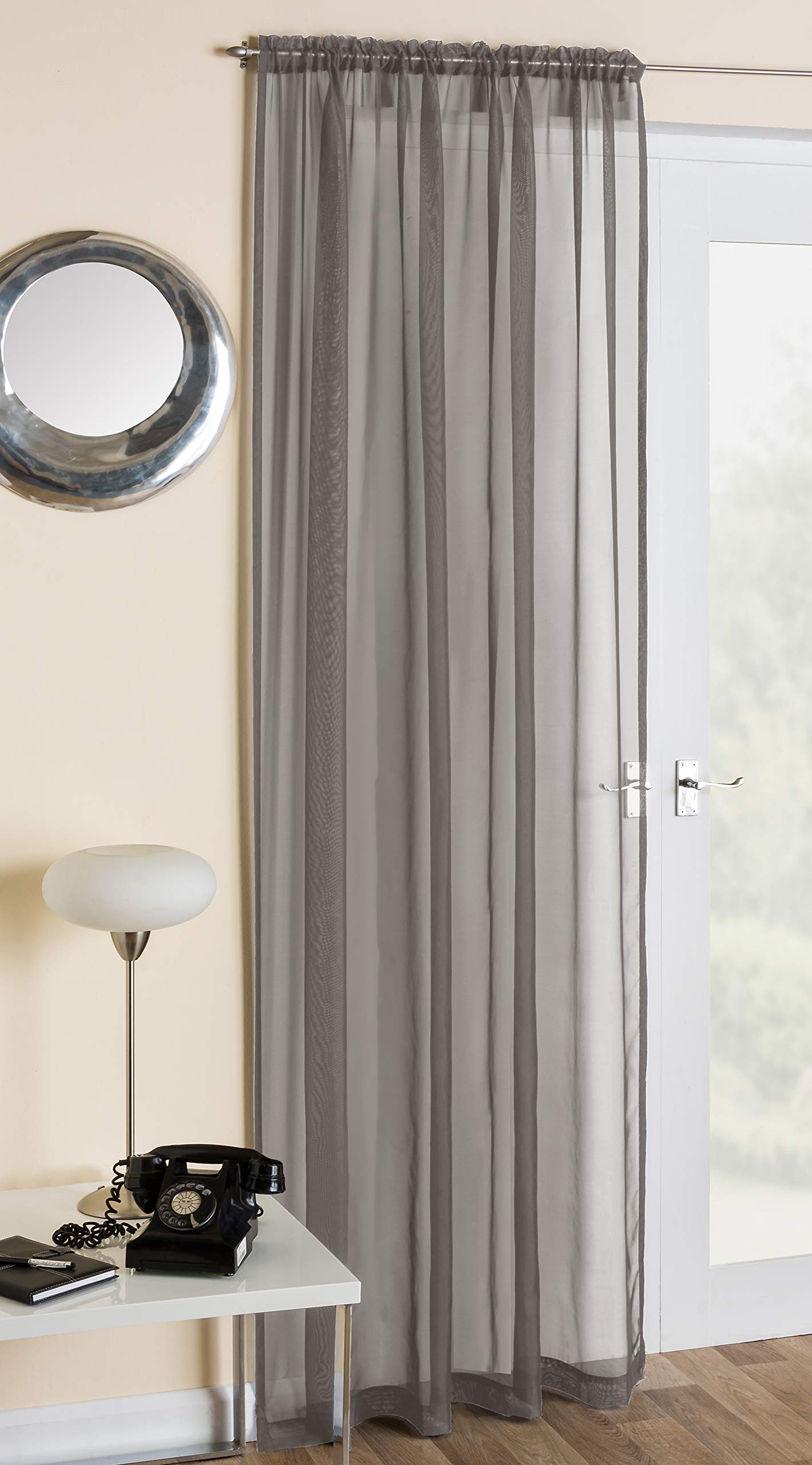Amania Trading Ltd Grey 1 Single Plain Voile Curtain Panel Net Curtains Slot Top Road Pocket Header 14 Colours (, 54)
