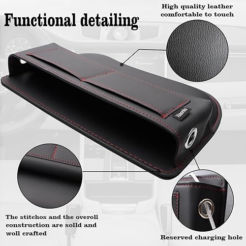 Miniatura 3 de Organizador y almacenamiento de cuero para asiento de automóvil, accesorios universales para automóvil, para relleno de espacio lateral de consola,