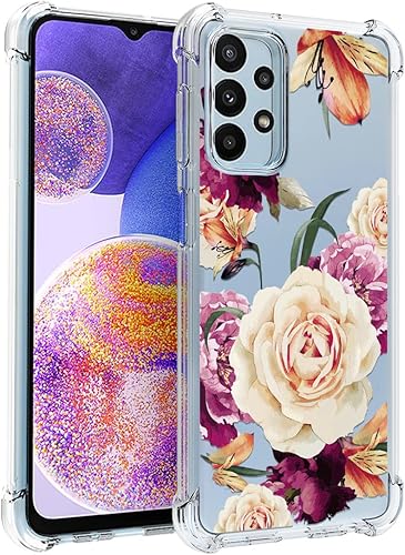 Osophter Funda para Samsung Galaxy A23 con flores florales para niñas y mujeres con absorción de golpes flexible de goma de poliuretano