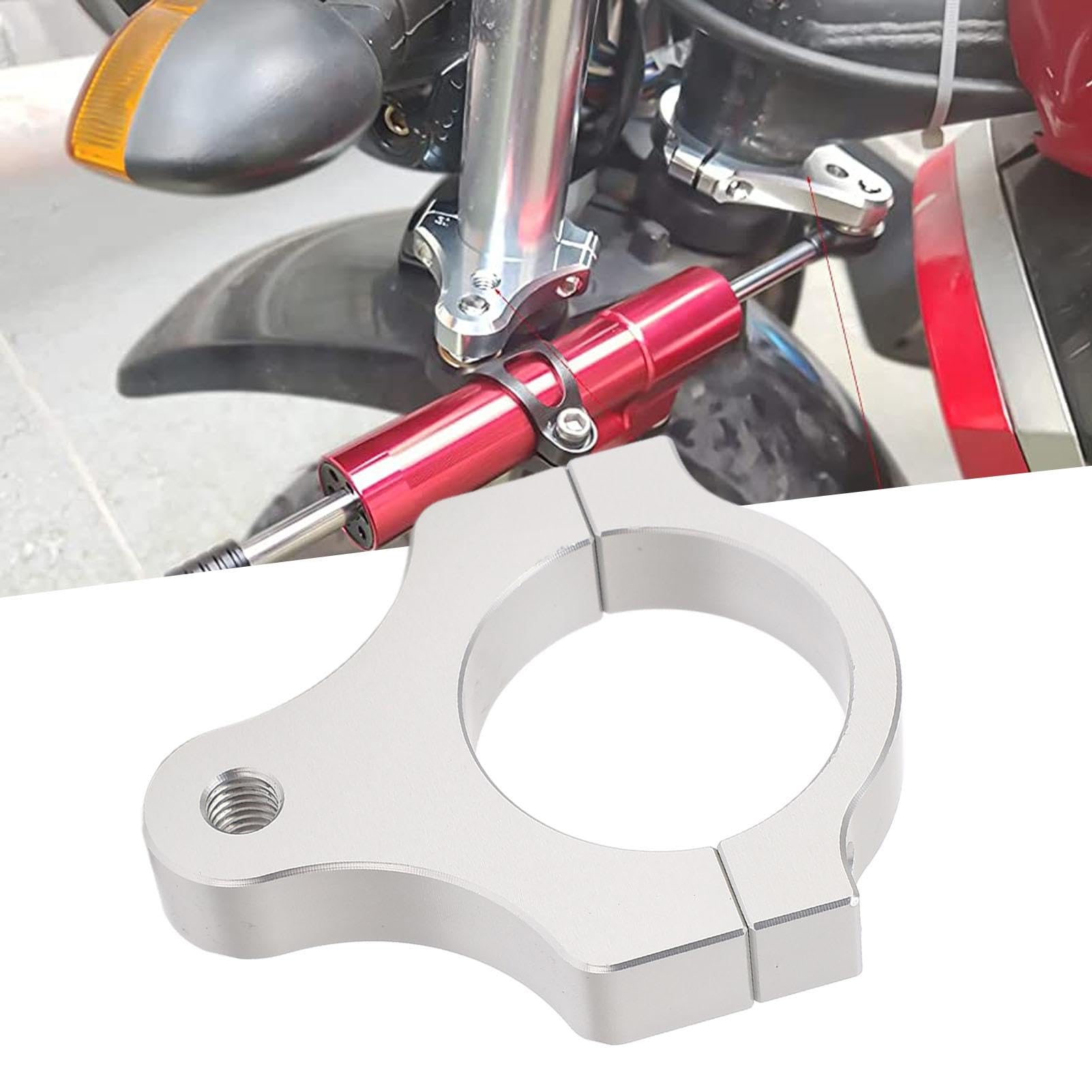Jadeshay Fourche d'Amortisseur de Direction, 41mm Support de Fourche Moto en Alliage d‘Aluminium, Réduction des Vibrations, Fixation Universelle pour Fourche de Moto