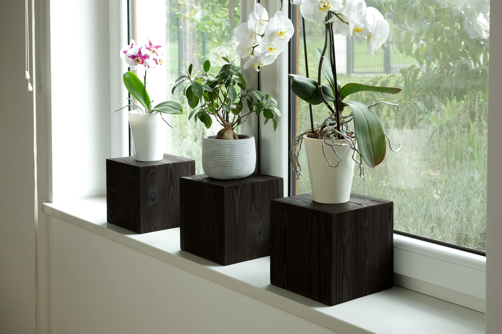 Colonna Decorativa In Legno 75x20x20cm - Noce, Superficie Ruvida, Design Rustico - Foto 3