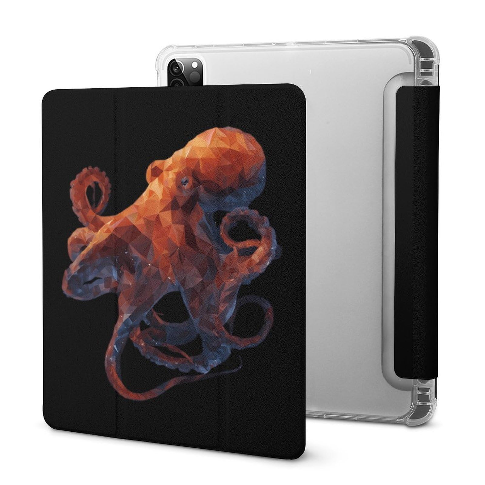 Dreifach faltbare Tablet-Hülle mit geometrischem Oktopus