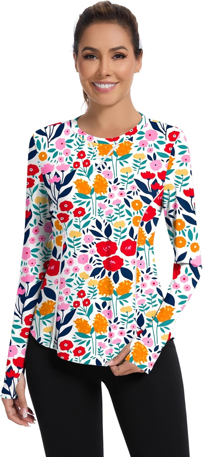 Avoogue Women UPF 50+ UV Shirts Long Sleeve with Thumb Holes Workout Sun Shirt Quick Dry Athletic Hiking Running Tops - Image 2