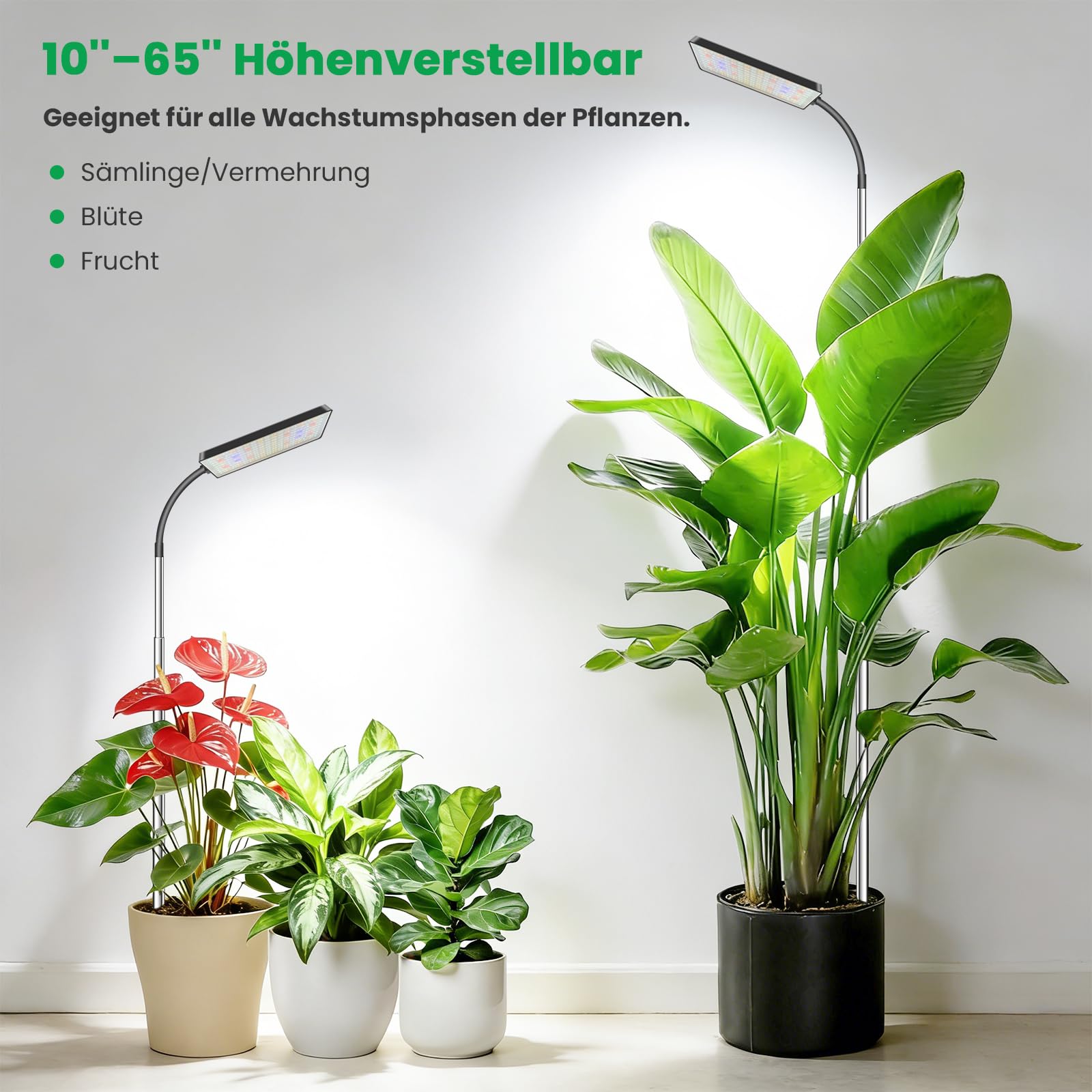 Lampe de croissance LED à spectre complet pour plantes d'intérieur, 153 LED pour plantes d'intérieur, lampe de croissance avec 3 modes d'éclairage, 5 niveaux de luminosité, hauteur réglable