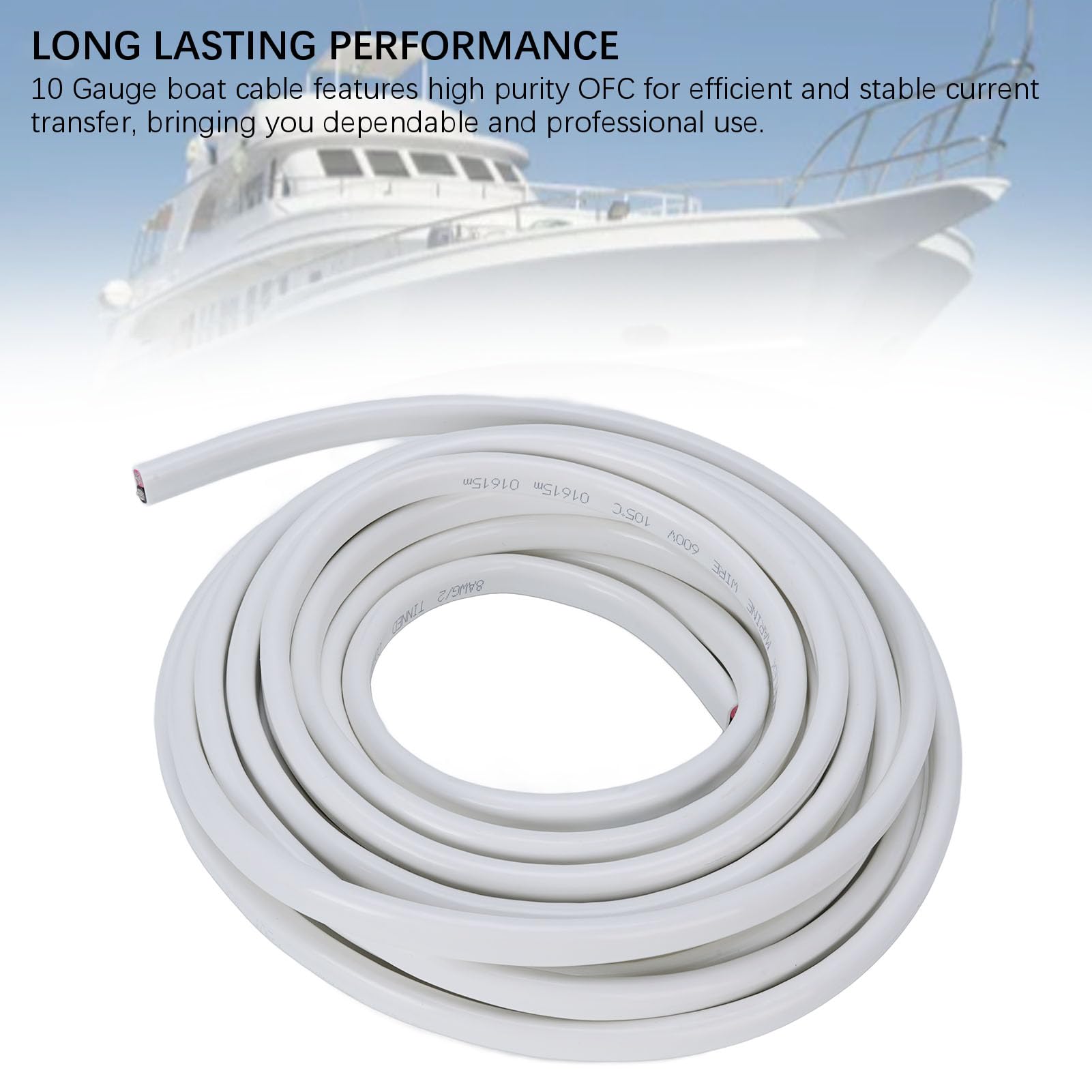 10 Gauge Marine Wire, 30 Ft Duplex Marine Grade Wire, 10AWG Tinned OFC Copper Insulated PVC Cord, Electrical Cable for Automotive Boat Speakers Lighting Solar Outdoor RV Trailer