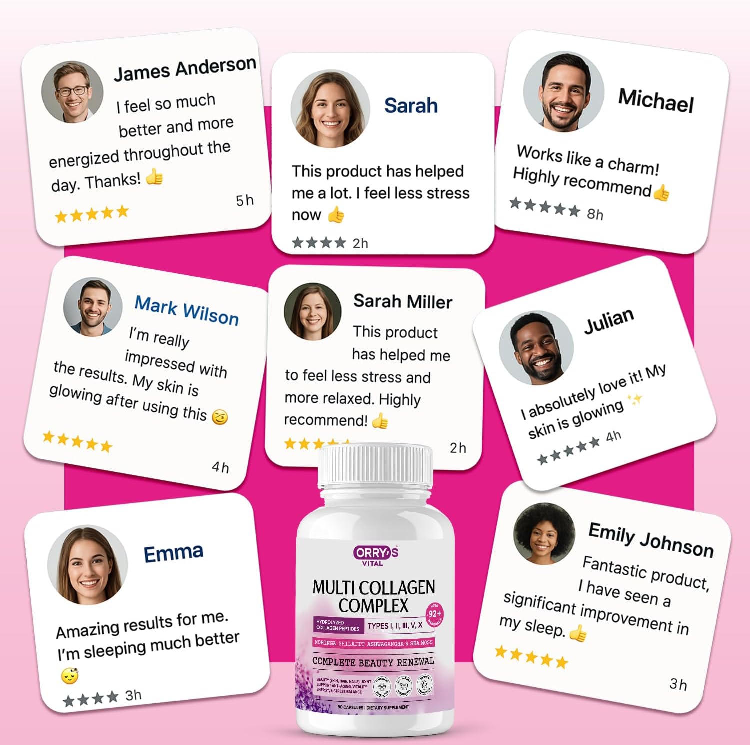 Hydrolyzed Collagen Peptides for Women & Men – Type I, II, III, V, X Multi Collagen Complex with Biotin, VIT C, Hyaluronic Acid & 92+ Trace Minerals for Hair, Skin, Nail & Joint Support– 90 Capsules - Image 7