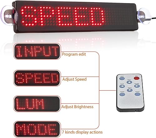 Miniatura 3 de Leadleds Placa luminosa con mensaje Programable de 12 voltios Para el auto con luces ledes y control remoto Rojo