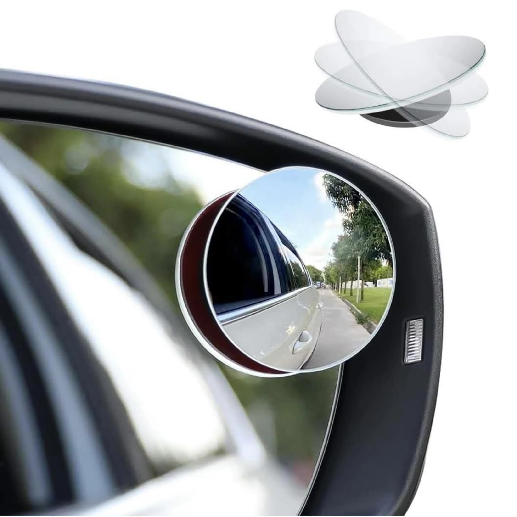 car accessories Glass Mirror Blind Spot, 360° Mirror, Rear View Convex Mirror, Parking Mirror For Car, Accessories Frameless Suitable All Cars and Bikes (Round 2-Pcs)