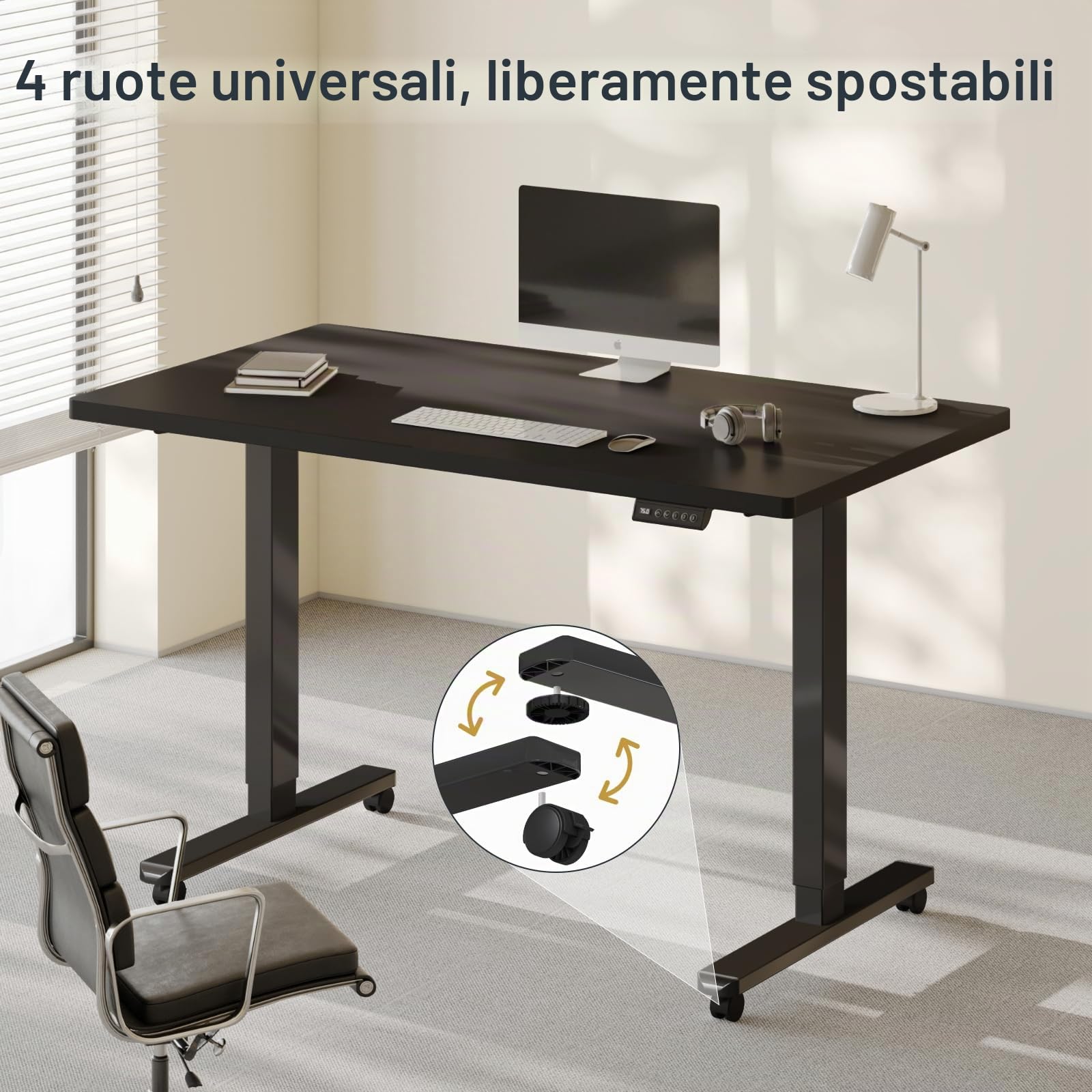 Flamaker Scrivania Regolabile in Altezza da 73 cm a 122 cm con Tasti di Memoria e Funzione di Protezione Contro le Collisioni, Nero | Telaio della Scrivania Elettrica Regolabile in Altezza con Tasti di Memoria e Funzione di Protezione Contro le Collisioni