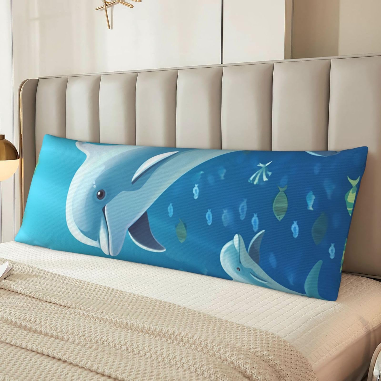 Fodpand Women's Black Dolphin Body Pillow Cover 20X54 Inches Soft Microfiber Long Pillow Case For Sleeping & Side Sleepers Comfy Breathable Decorative Body Pillowcase Gifts For Men