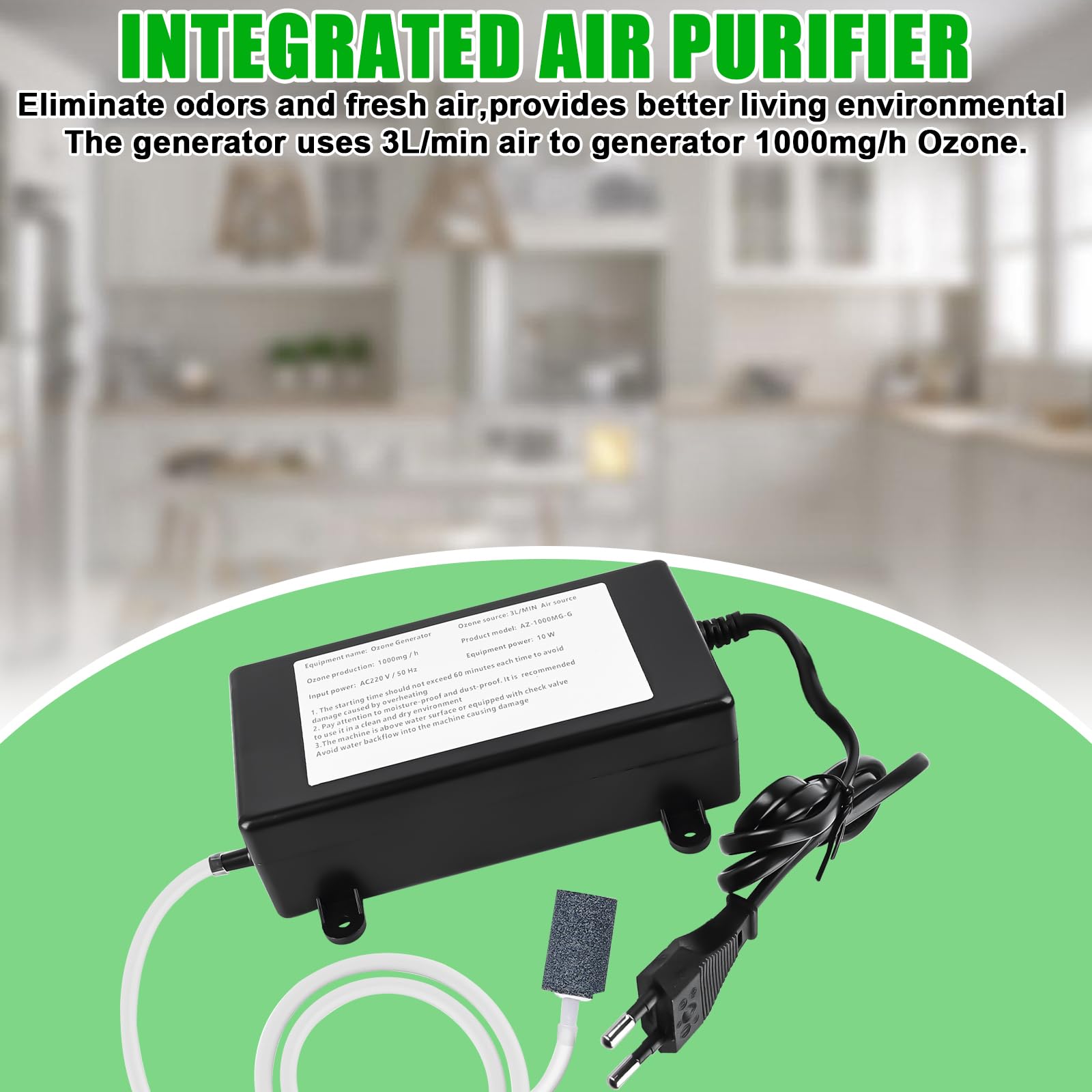 ICARE Ozongenerator 120mg/h – Luftreiniger Gegen Gerüche In Küche, Bad, Auto Bis 30 M²