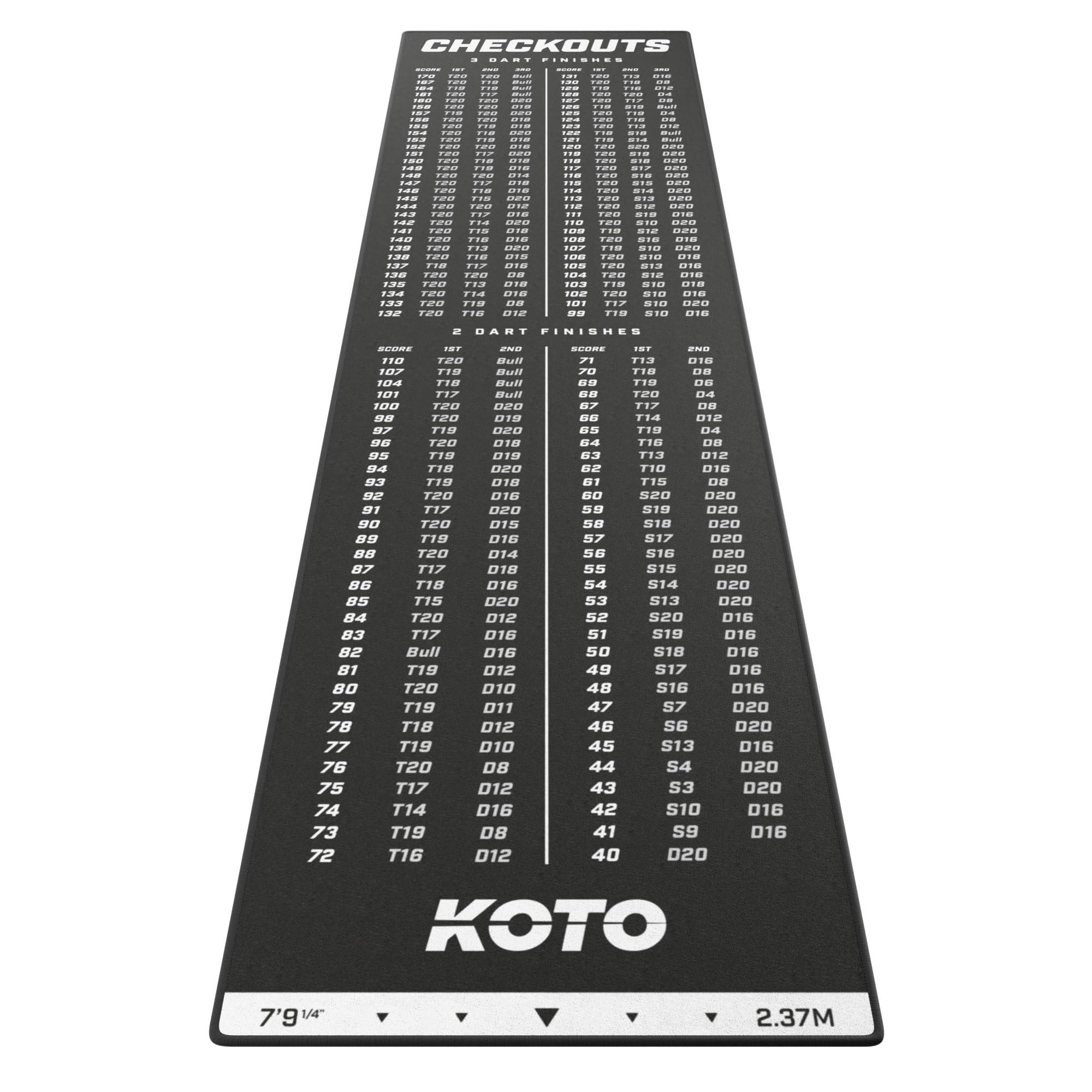 KOTO - Carpet Checkout Black 237 x 60 cm, Incl. Score Indicator, Non Slip Carpet Darts Mat, Professional Dart Mat, PRedect Floor & Darts — image 1