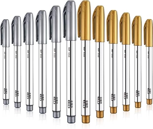 Rotuladores metálicos dorados y plateados, marcadores permanentes metálicos adecuados para escribir tarjetas, rotuladores metálicos de pintura (oro