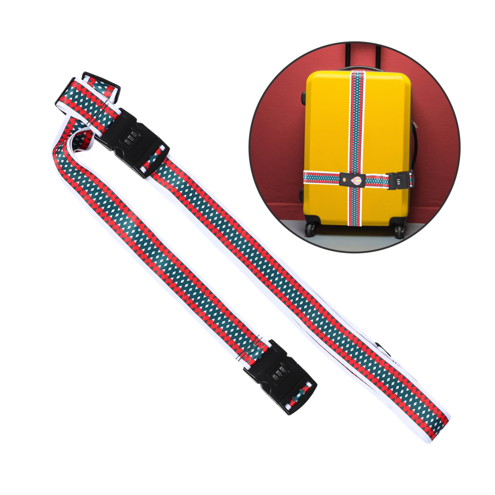 5 Piezas Correa para Equipaje Ajustable con Cerradura de Combinación Doble Diseño de Dibujos Animados Resistente Poliéster para Maletas de Viaje y