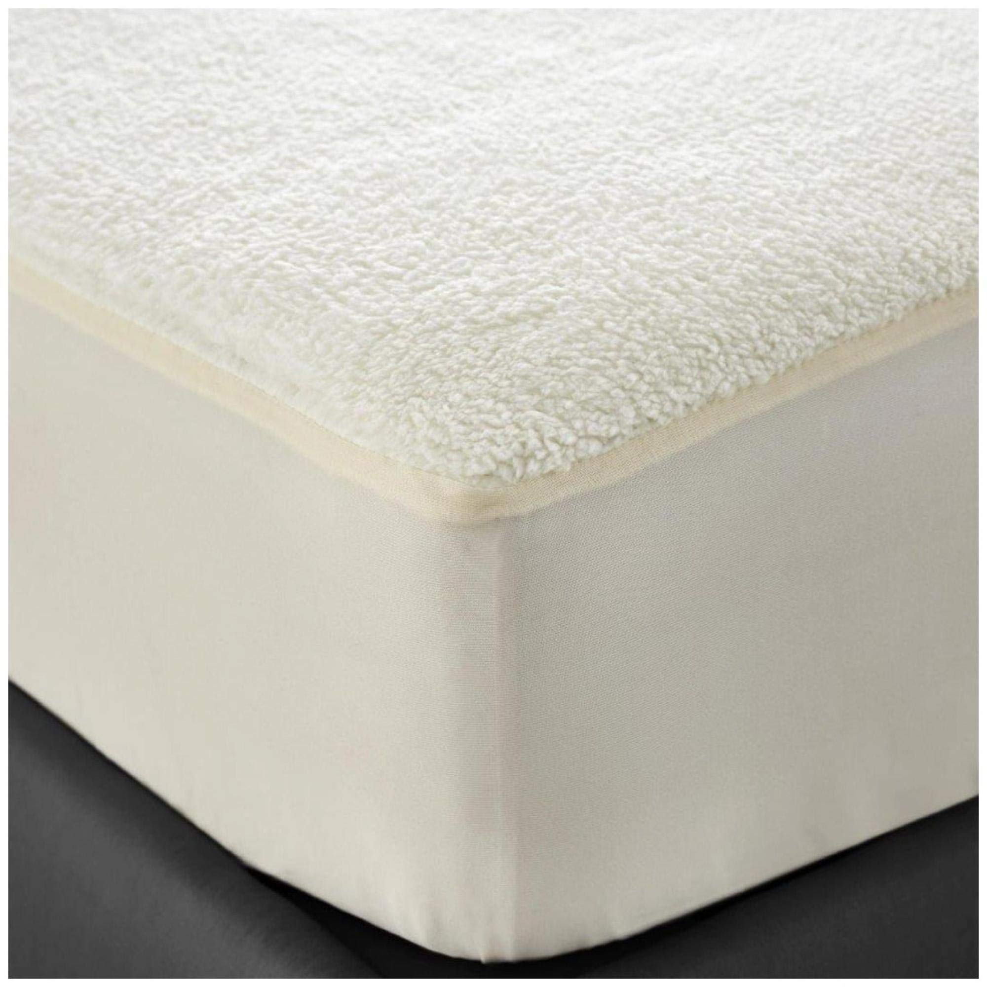 GC GAVENO CAVAILIA Thermal Fleece Underblanket Deep Fitted Warm Under Blanket Mattress Topper Protector Warm Cosy Super Soft Superking Mattress Protectors White