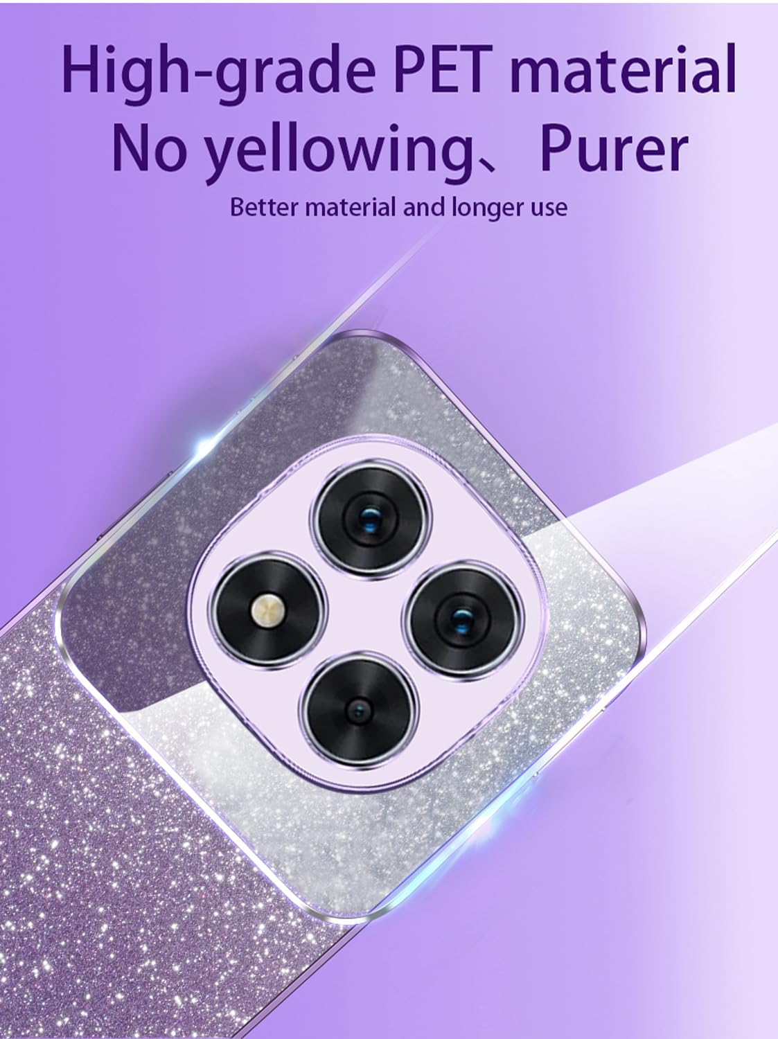 Handyhülle Für Xiaomi Redmi Note 14 Pro+ 5G - Transparente TPU Hülle Mit Glitzerblatt & Galvanisiertem Rahmen, Lila