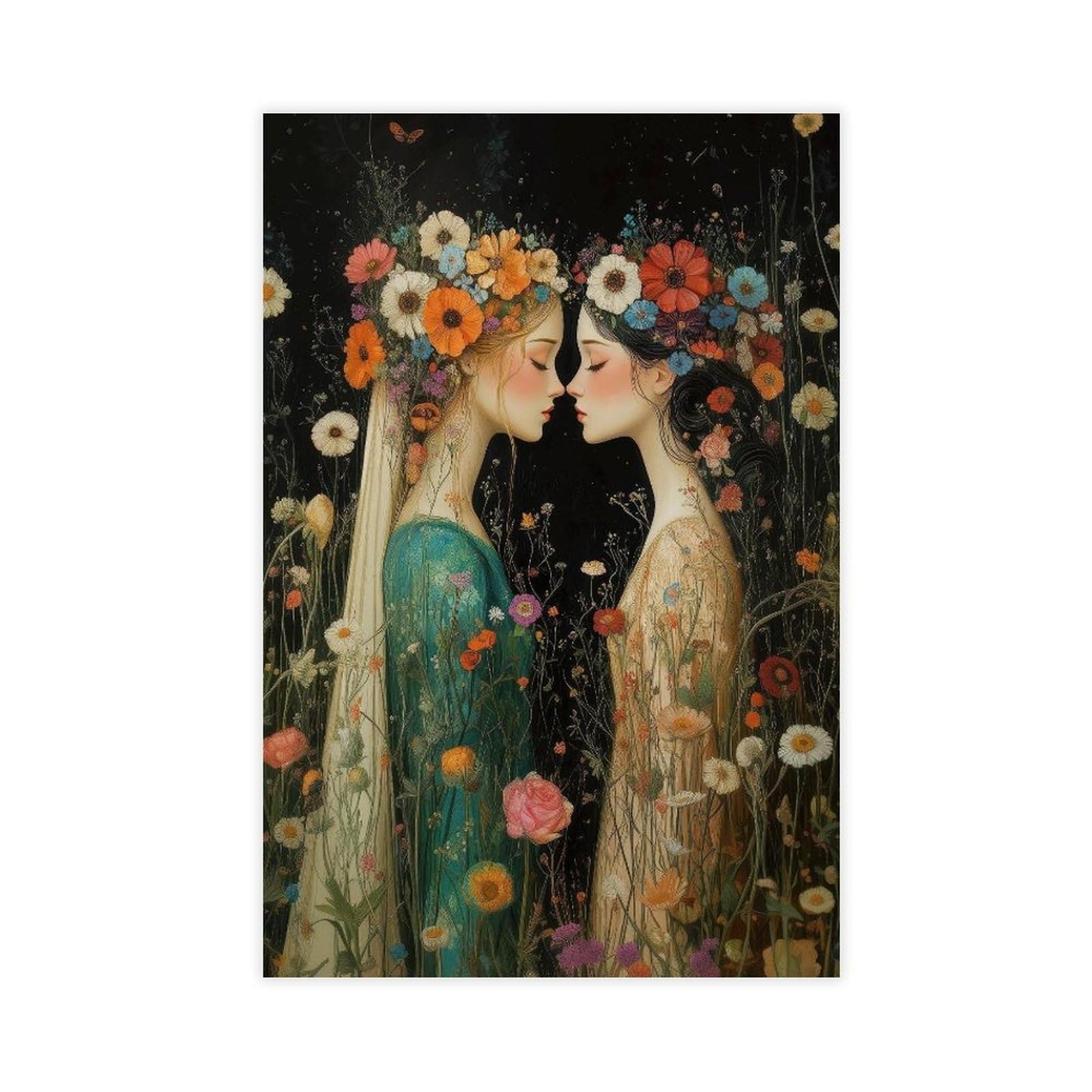 NCUDANK Goddesses in Love, Lesbian Art Poster Canvas Poster Bedroom Decor Landscape Office Room Decor Gift 12x18inch(30x45cm)