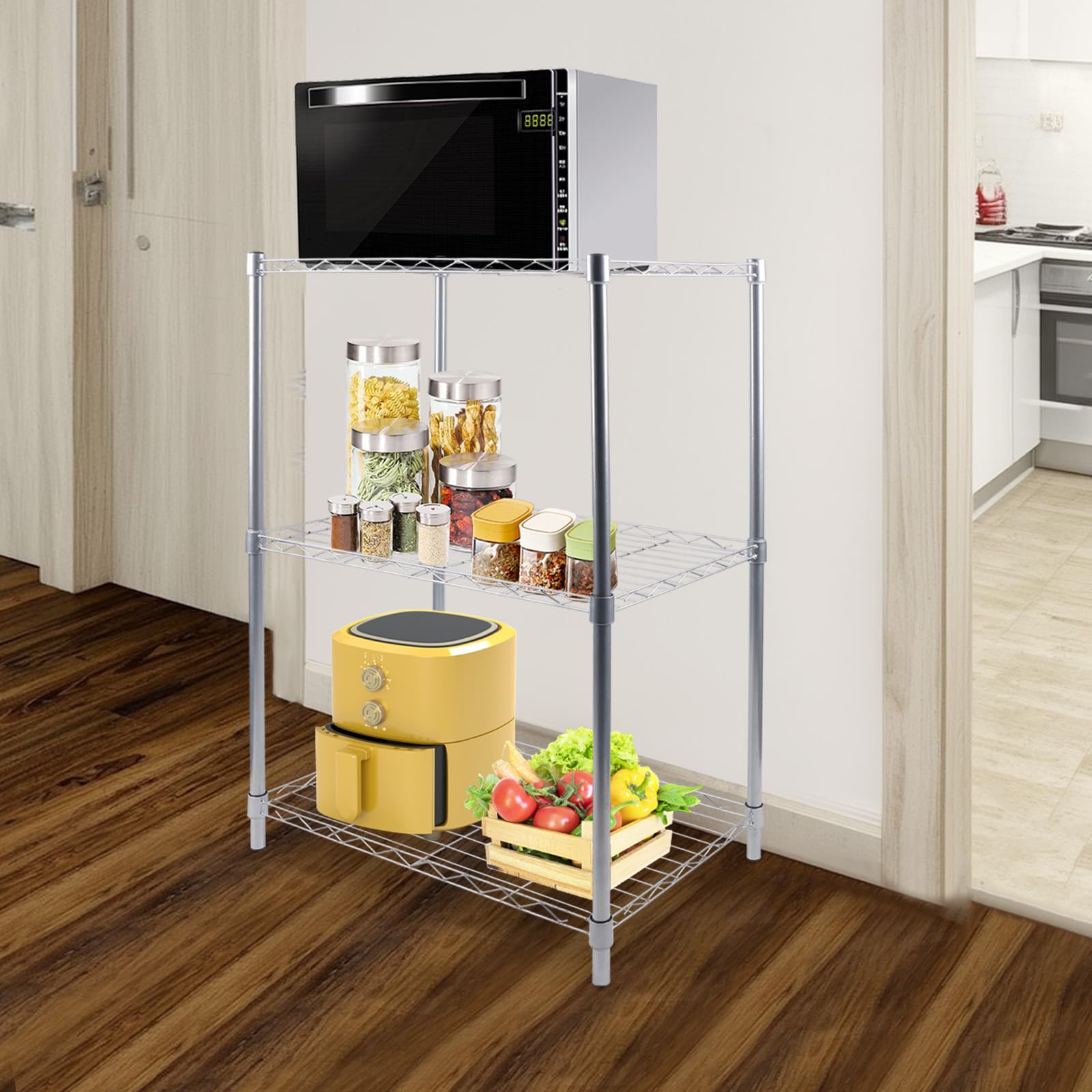 Étagère cuisine 3 niveaux pour micro-ondes finissez-en avec le plan de travail encombré