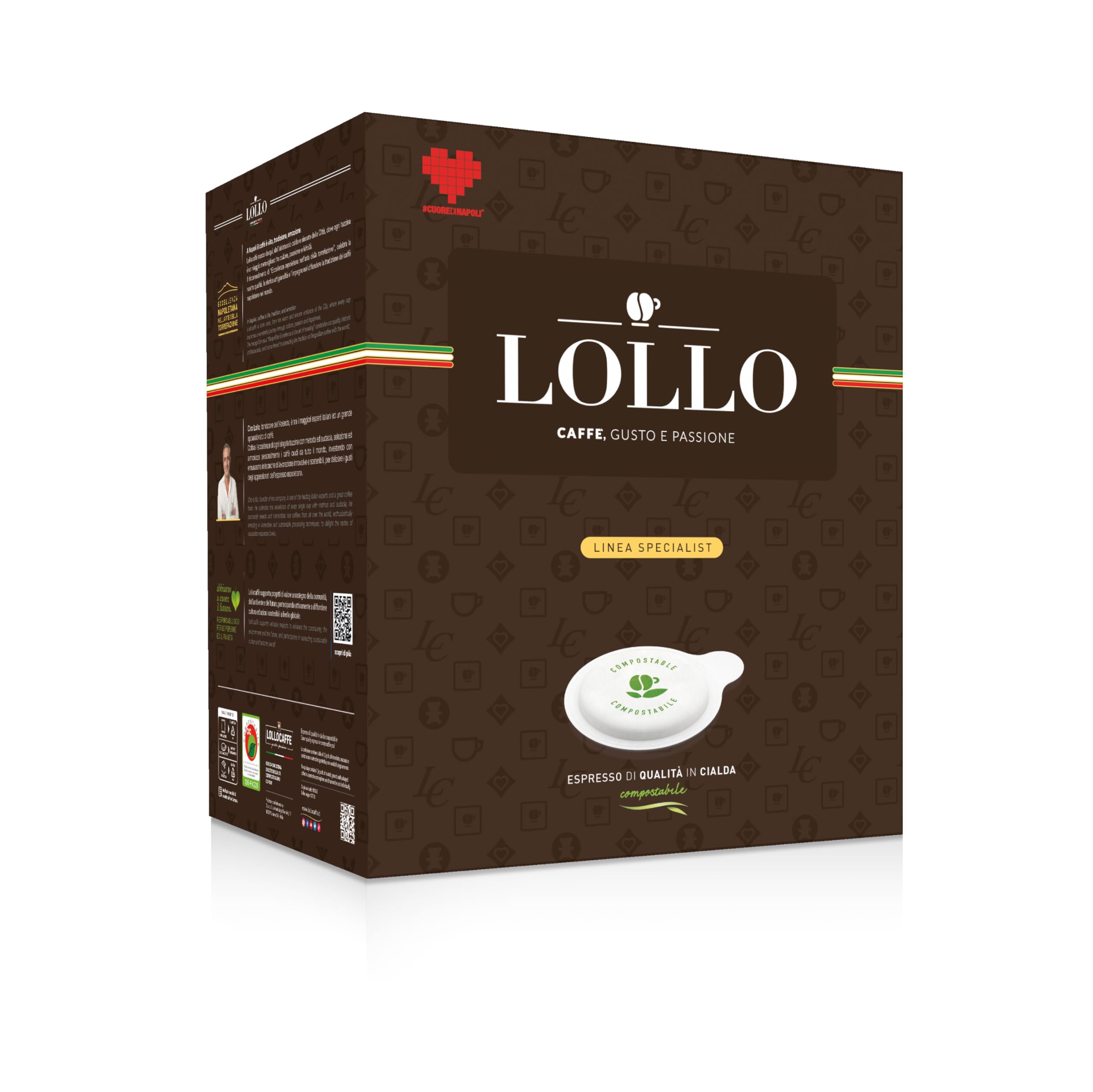 Caffe Lollo - Lote de 600 cápsulas compatibles de café mezcla clásica, 44 cm de diámetro