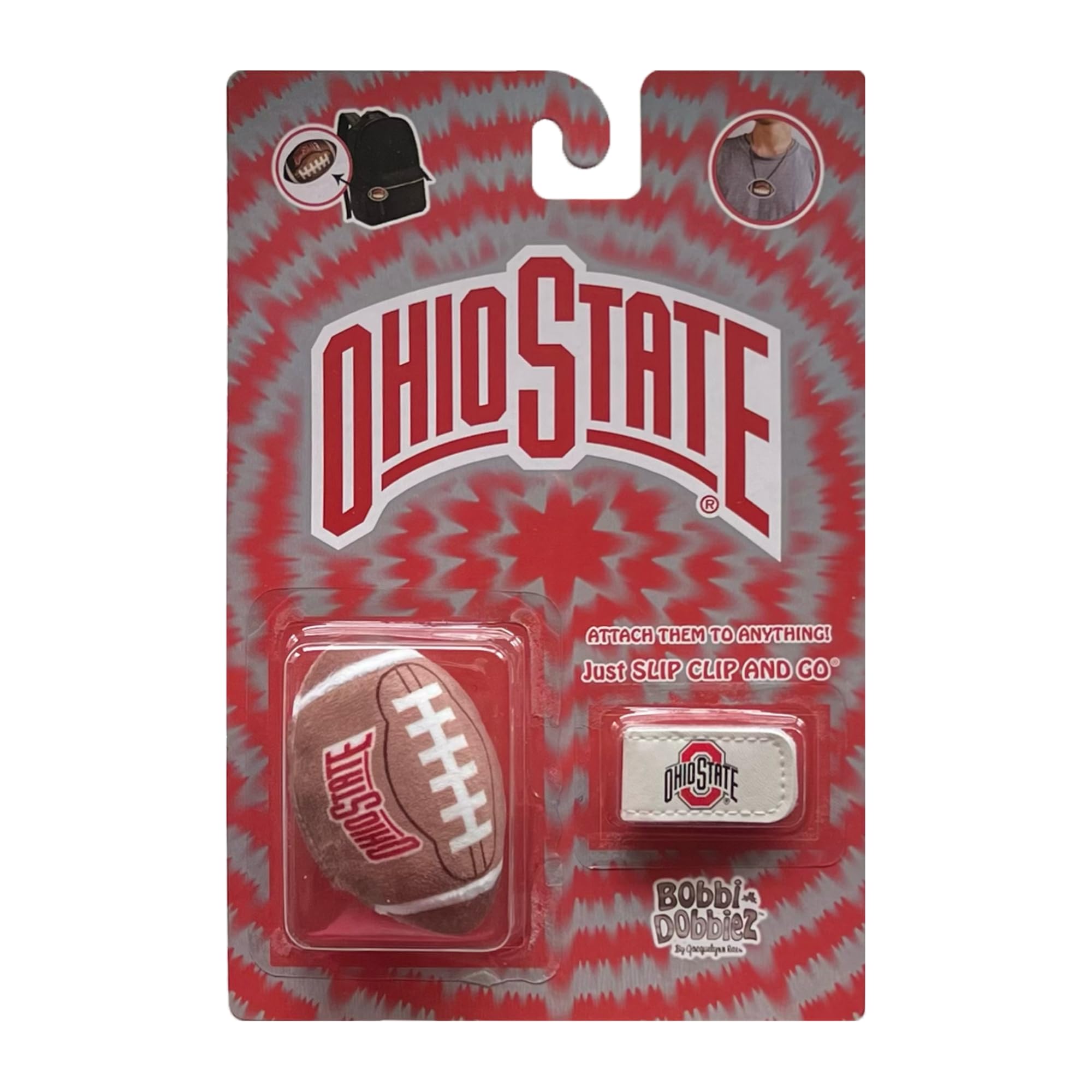 Bobbi-Dobbiez Attachable Plushie Ohio State University Football – Attaches to Backpacks, Bags, Shoes, Water Bottles, and More