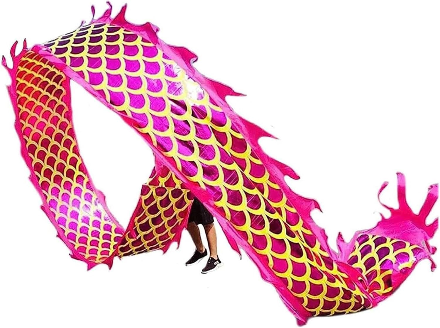Chinese Dragon Dance Ribbon 3D Chinese Outdoor Fitness Double Sided Hot Stamped Dancing Dragon with Long Rope & Bag