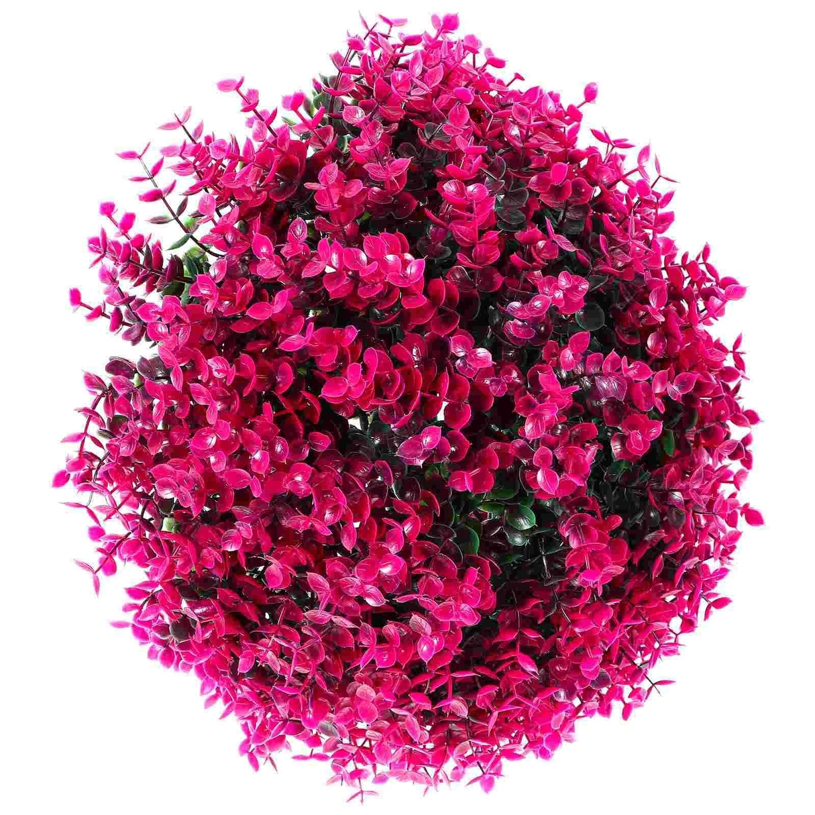 Topiary Balls Artificial Topiary Balls Grass Ball Simulation Hanging Artificial Topiary Leaf Decorative Balls DIY Plant Plants Outdoor Fake(Rose Red)