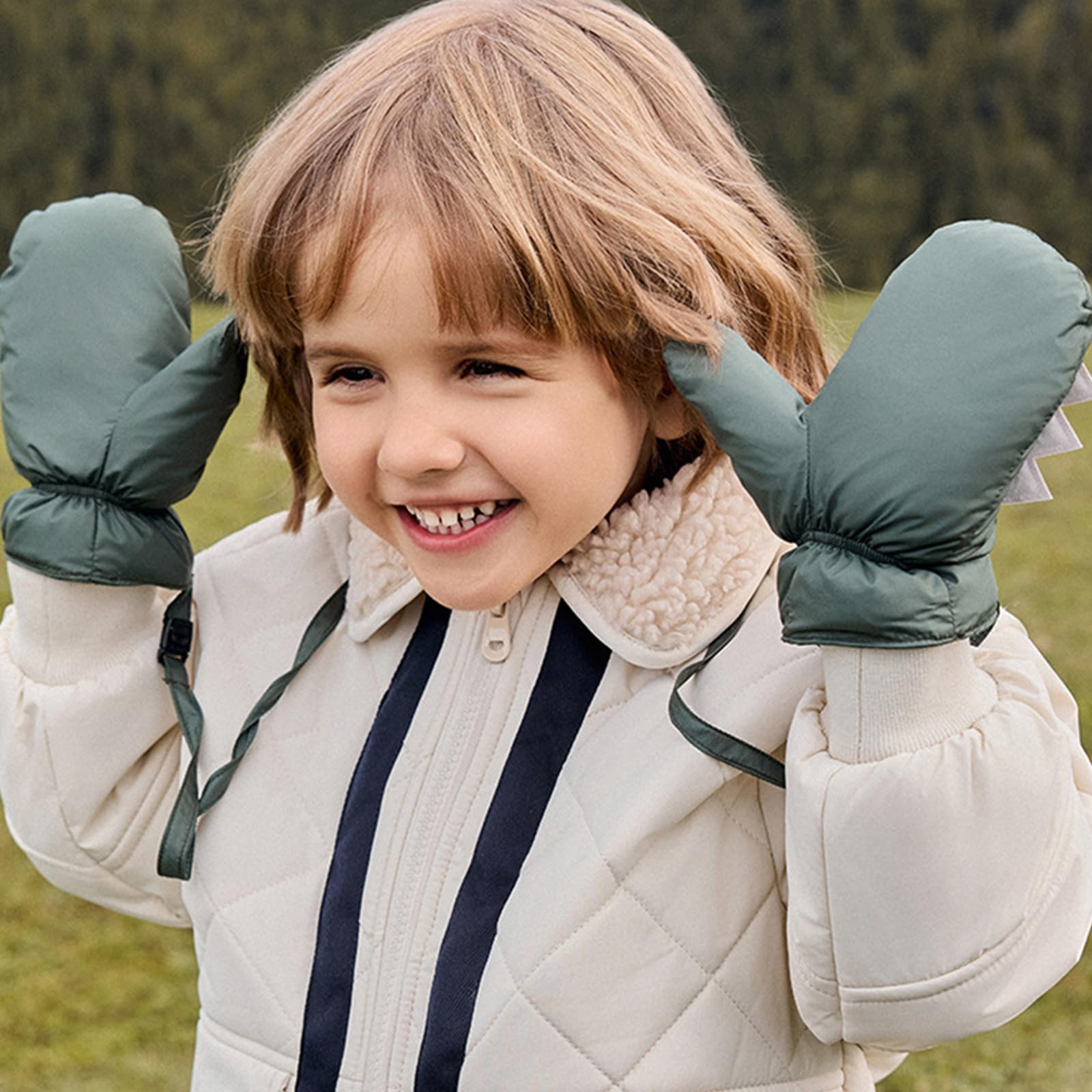 Guantes de esquí de invierno para niños, guantes cálidos con forro polar, diseño hermético y resistente al viento, guantes para niños, fáciles de transportar para niños y niñas