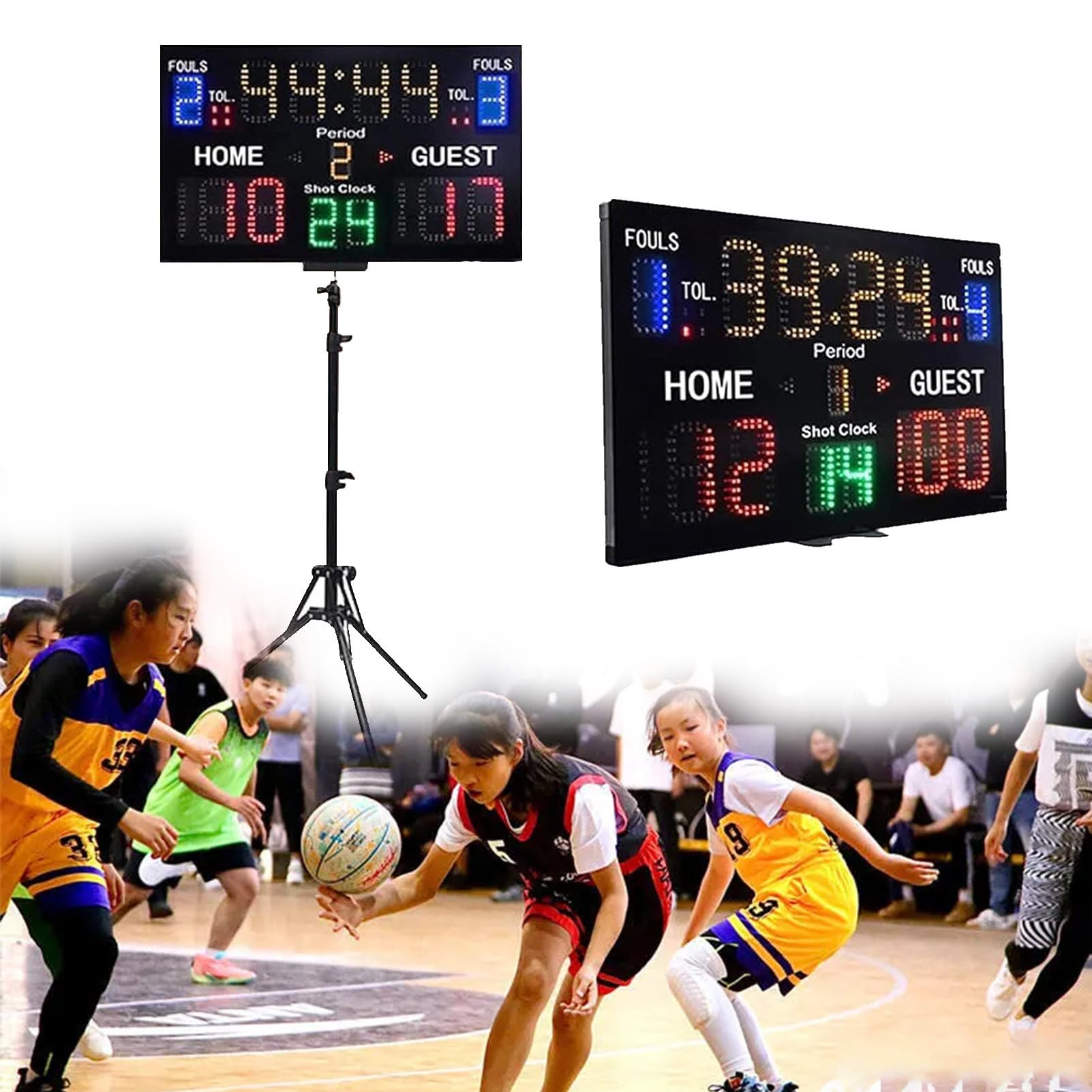 Elektroniczny wyświetlacz LED do piłki nożnej, tenisa, koszykówki, cyfrowego timera, stołu do futsalu, krykieta i czasu dla tablicy wyników sportów zespołowych,Scoreboard+Stand