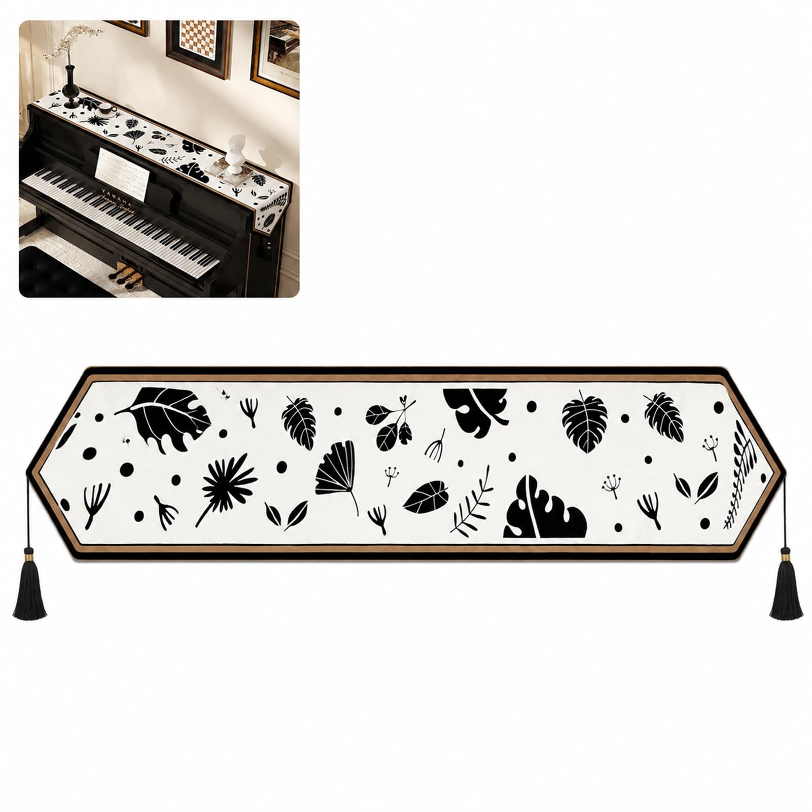 ZeptiHOM Piano Cover Luxury Runner for Upright Piano, Musical Instruments & Dresser - Waterproof Table Runner for Home Living Room TV Cabinet Dust Cover (30 * 200cm,H)