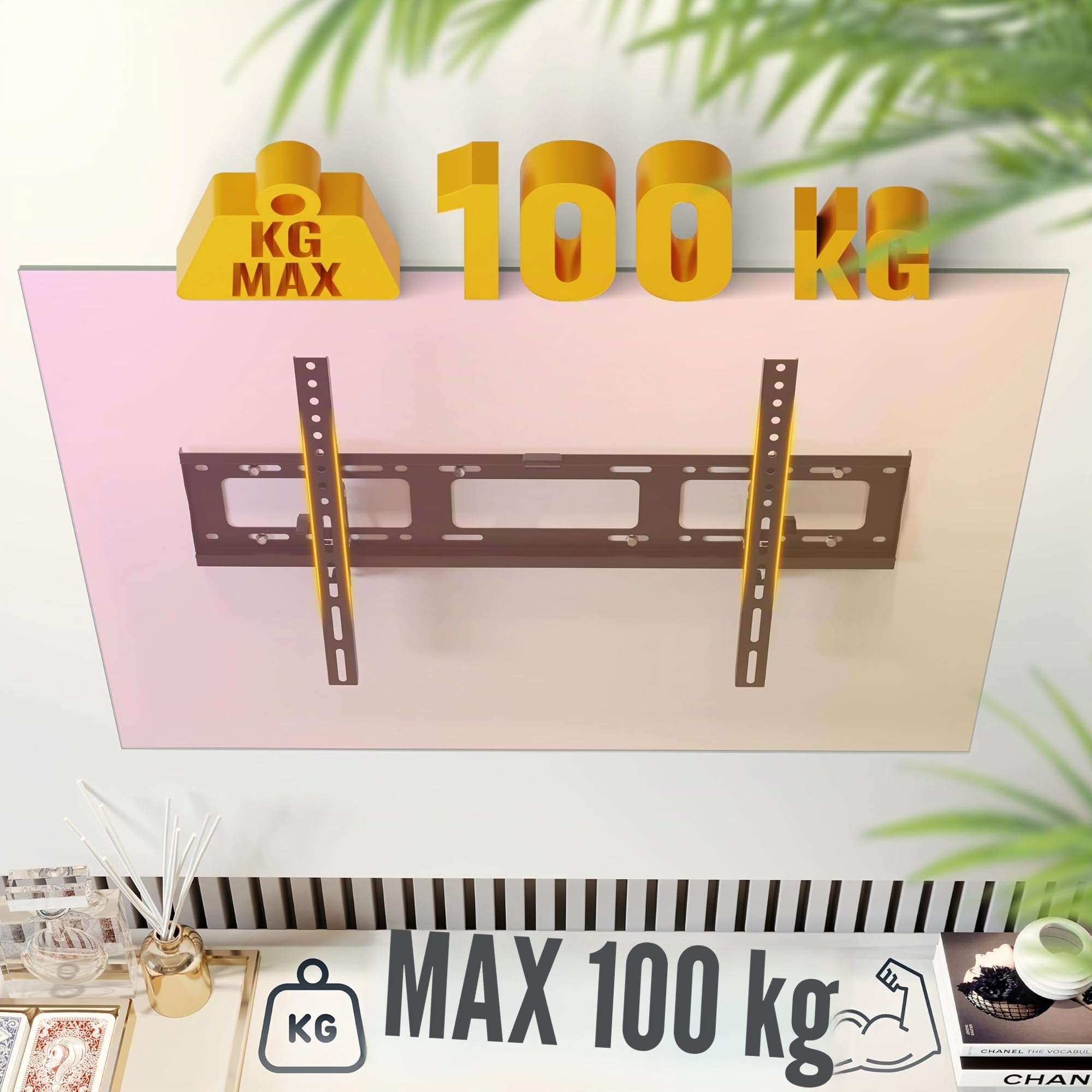 RICOO R07 Supporto TV da parete Staffa TV 40-100 pollici per 40 43 49 50 55 58 65 70 75 77 85 86 100 pollici inclinabile fino a 100 kg max VESA 600x400