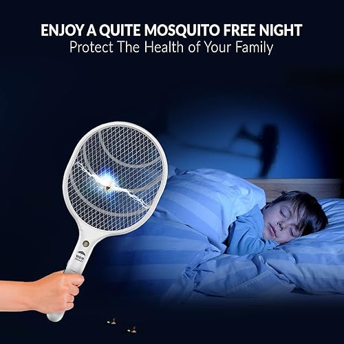 Miniatura 7 de WBM - Exterminador de insectos inteligente, raqueta eléctrica recargable, grande, 2 unidades