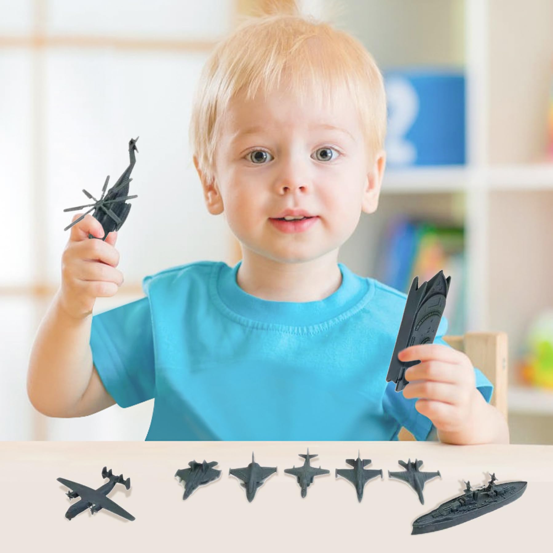 Set De Jouets Militaire 17 Pièces – Porte-avions, Avion De Chasse, Sous-marin, Cuirassés – Jeu D’action Pour Enfants