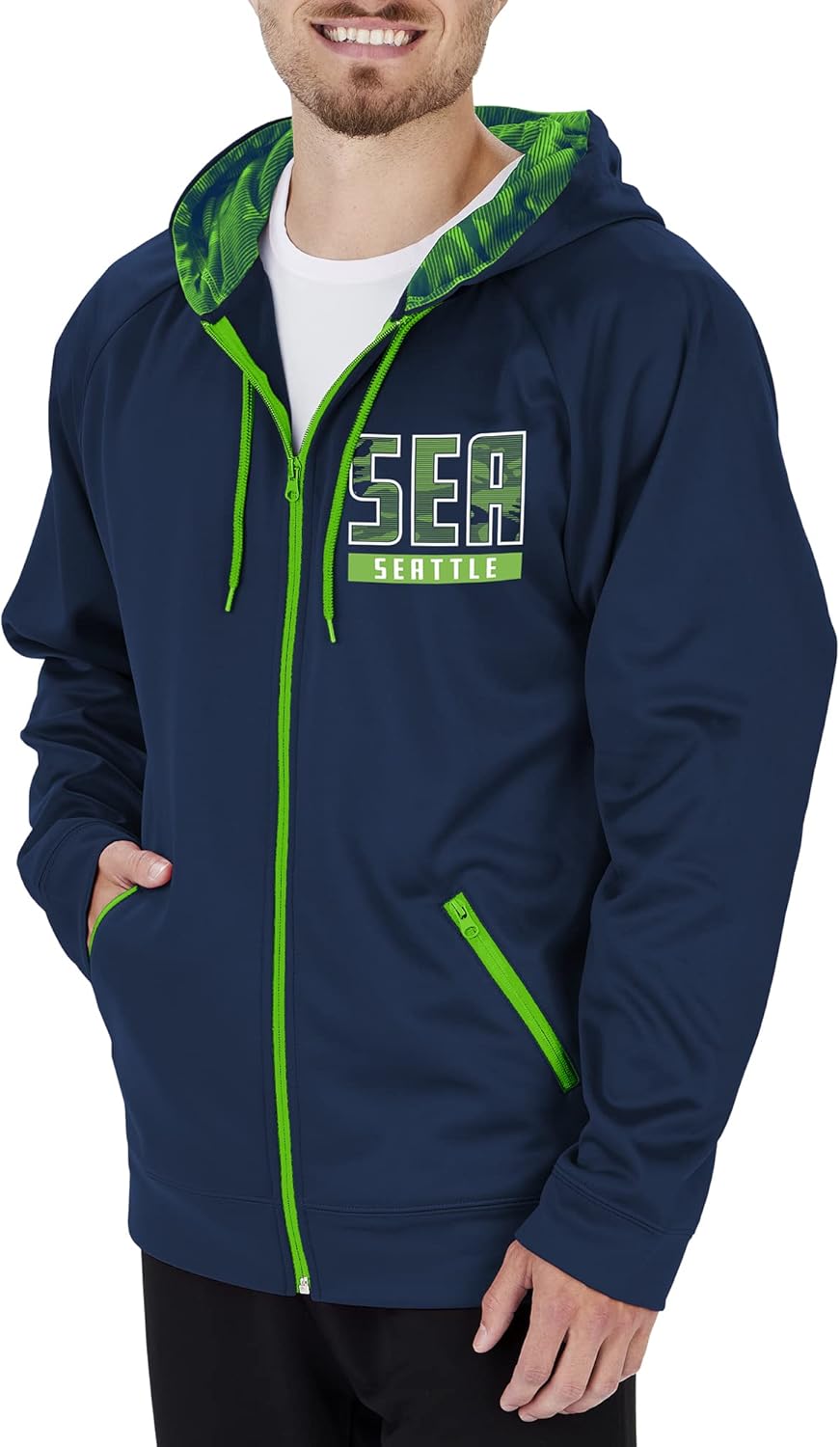 Zubaz NFL mens Full Zip Hoodie With Team Color Camo