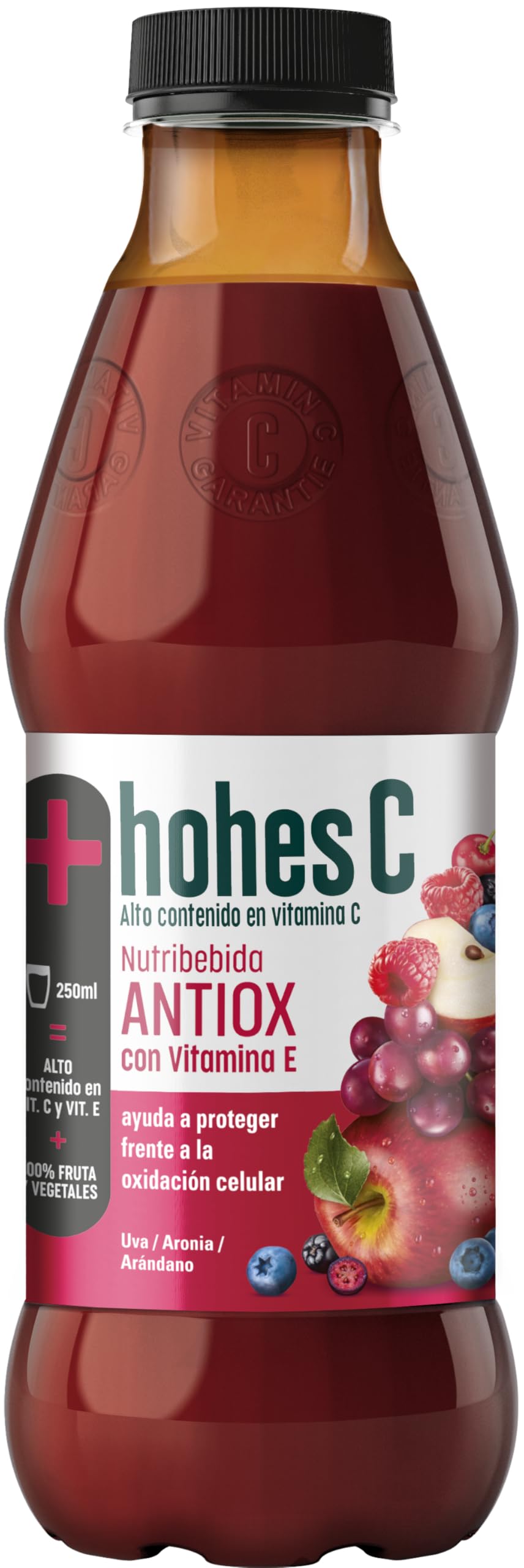 hohes C Nutribebida Antiox con Vitamina E - Zumo de Manzana, Uva, Aronia, Acerola, Arándano, Zanahoria Negra y Limón 100% natural 1L