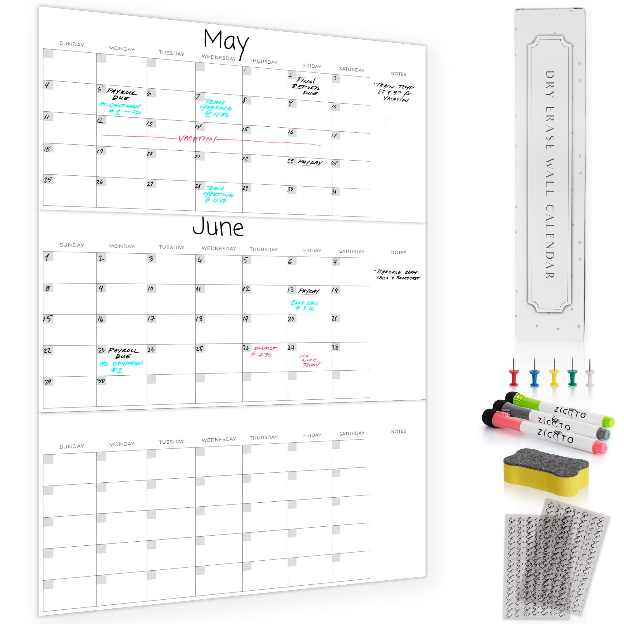 Amazon.com: 3 Month Dry Erase Wall Calendar for Easy Planning – Erasable  30" x 45" Calendar for White Boards - A Great Planner and Visual Organizer  For Your Home or Office Wall :