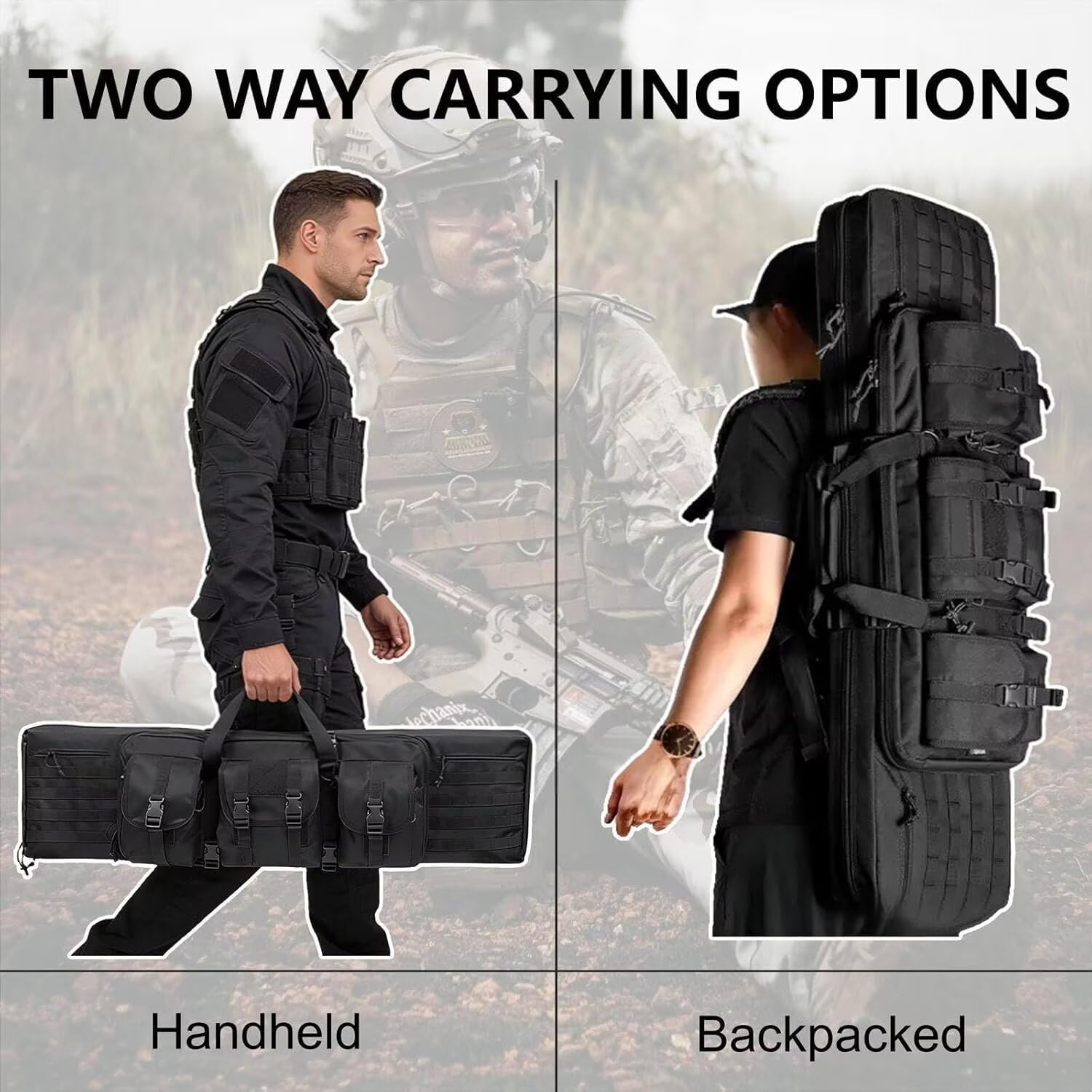 Genérico Bolsa De Armas, Funda de Fusil, Bolsa Doble para Rifles, Mochila para Carabina Airsoft Funda Escopeta Porta Caza, Almacenar O Transportar Rifles