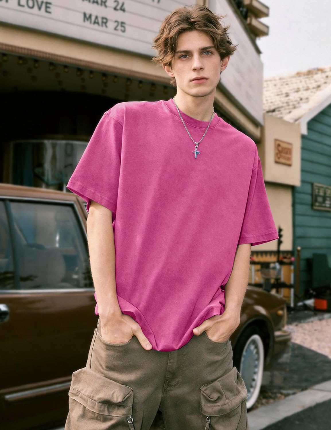 5 Pack Men's T-Shirts Oversized Unisex Baggy Tops Heavy Cotton T Shirts for Men Loose Fit Vintage Casual Streetwear Gym Tee