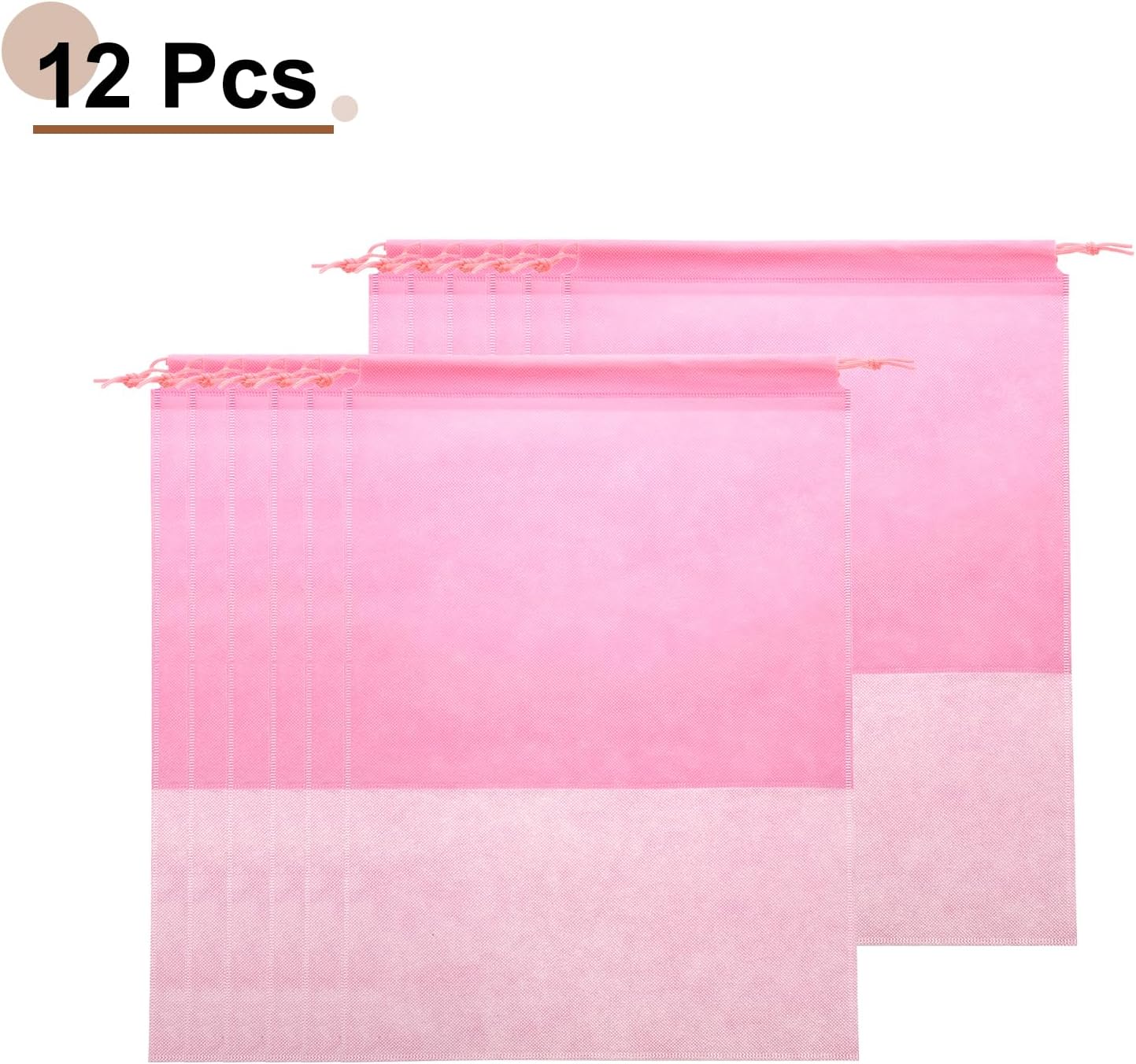 HARFINGTON 12pcs Travel Shoe Bags Non-Woven Drawstring Organizers Bags Dustproof Portable Travel Shoe Storage Bags with Clear Window Fit Men and Women for Travel Sport Home Use, Pink - Image 3