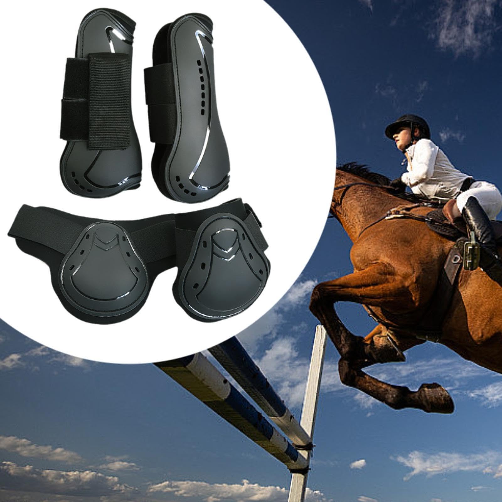 Colcolo 4 Pezzi paratendini per Cavalli avvolge PU Shell Neoprene parastinchi per Cavalli per Zampe Anteriori e Posteriori Protezione Ingranaggi per, M