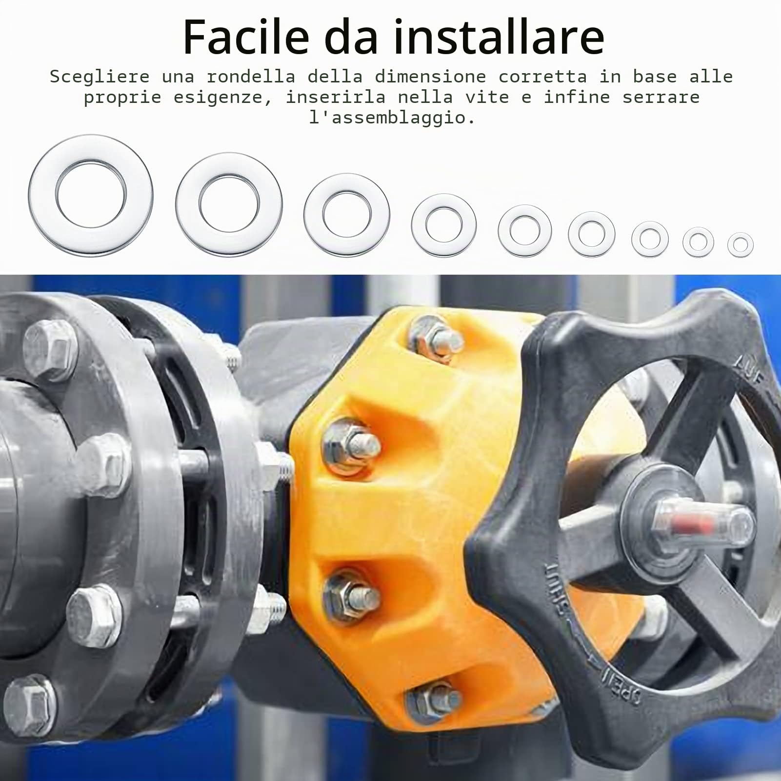 wugongshan 684 Pz Rondelle Piatte Set, Rondelle di Sicurezza in Acciaio Inox, Rondelle Alzaporta Rotonde per Riparazioni, Fabbrica, Impianti Idraulici - M2 M2.5 M3 M4 M5 M6 M8 M10 M12, 9 Dimensioni