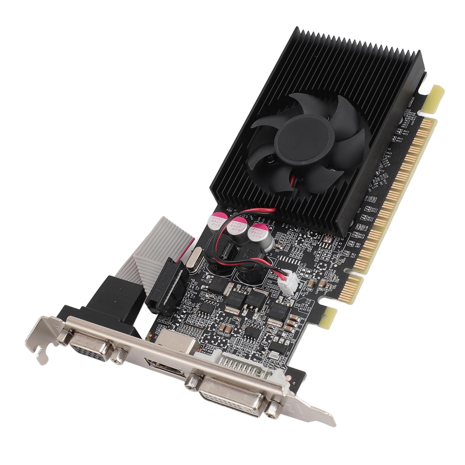 Tarjeta Gráfica GT 210, Tarjeta Gráfica GPU para Juegos PCI Express 2.0 DDR3 de 64 bits, 550 MHz, HDMI DVI VGA con Ventilador de Refrigeración para Juegos de Oficina y PC