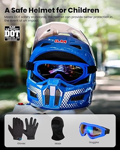 Miniatura 2 de ILM Casco para motocross juvenil, casco ATV para niños, motocross, BMX, motocicleta todoterreno con gafas, guantes, máscara DOT modelo MT601Y